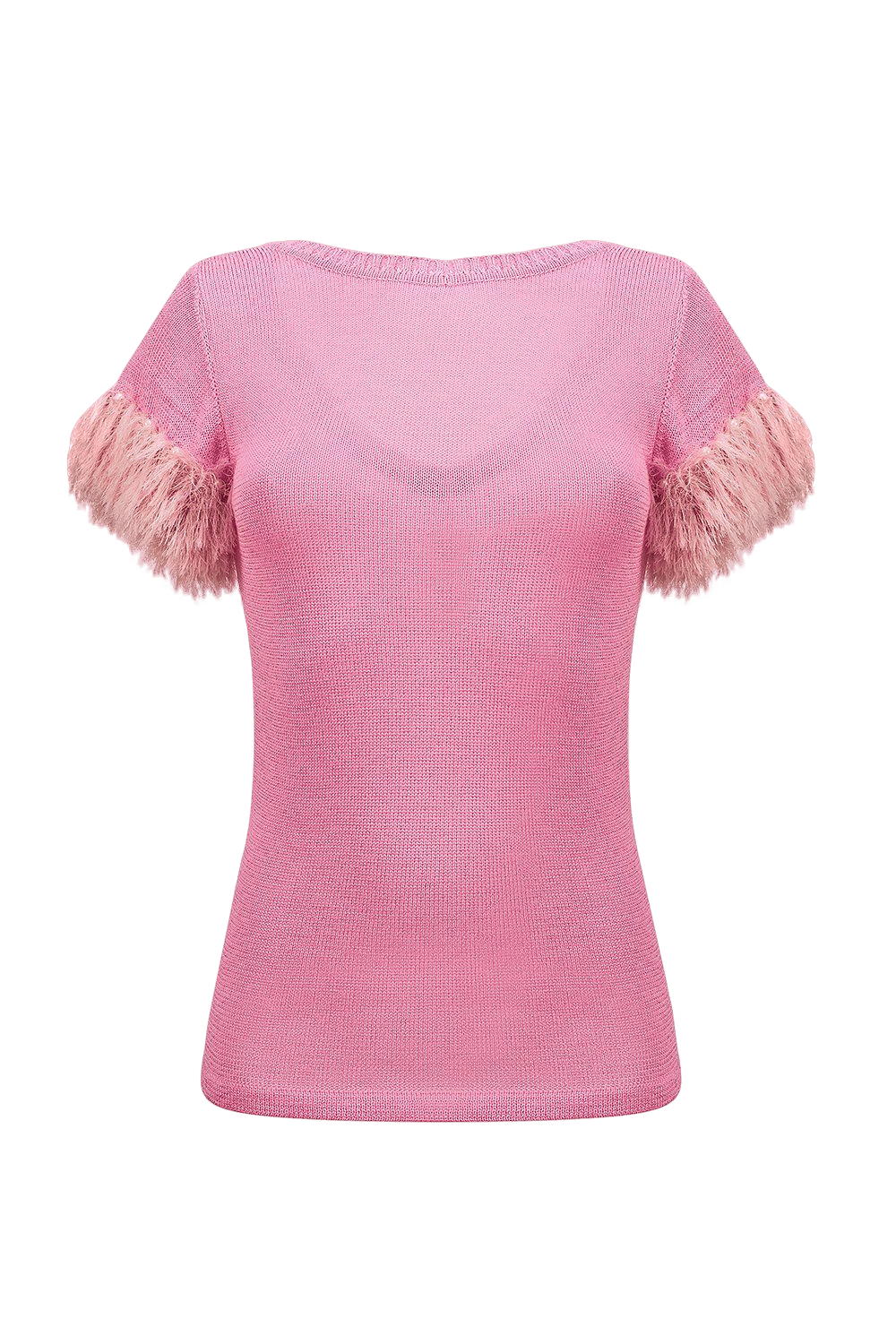Pink knit top with handmade knit details made by ANDREEVA