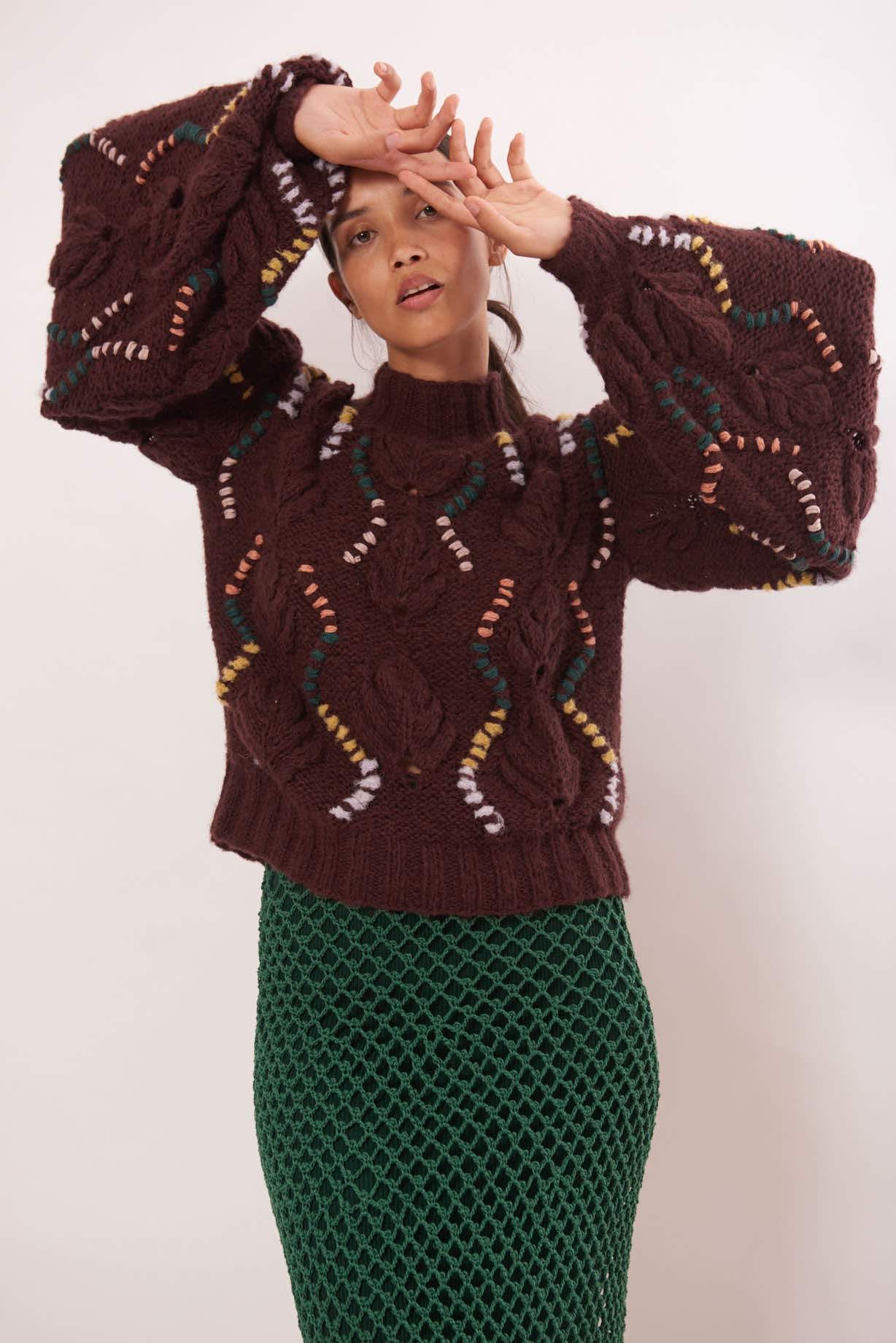 KIWI Sweater in Brown made by AYNI