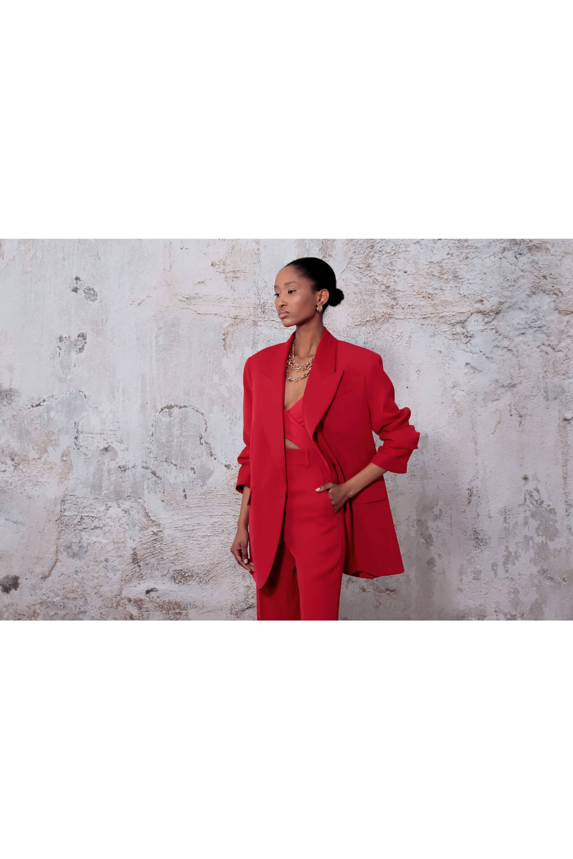Blair Ribbon Red Blazer made by HALEWSKI