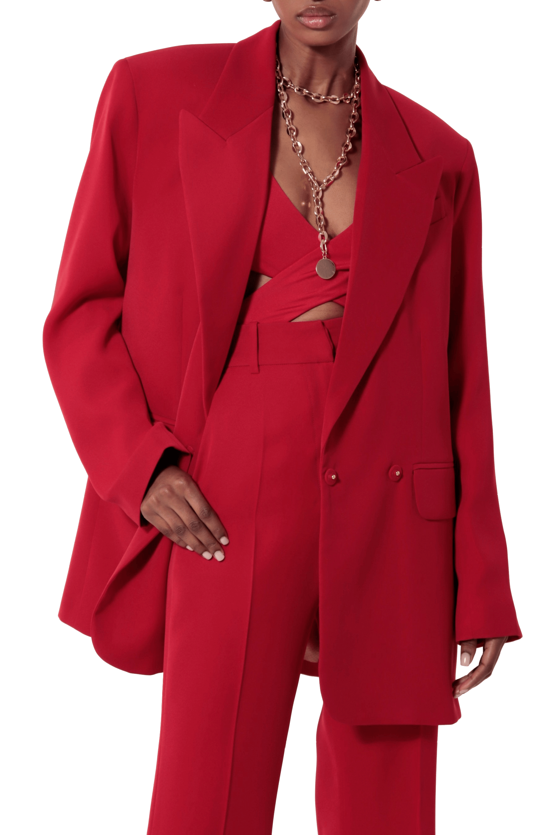 Blair Ribbon Red Blazer made by HALEWSKI