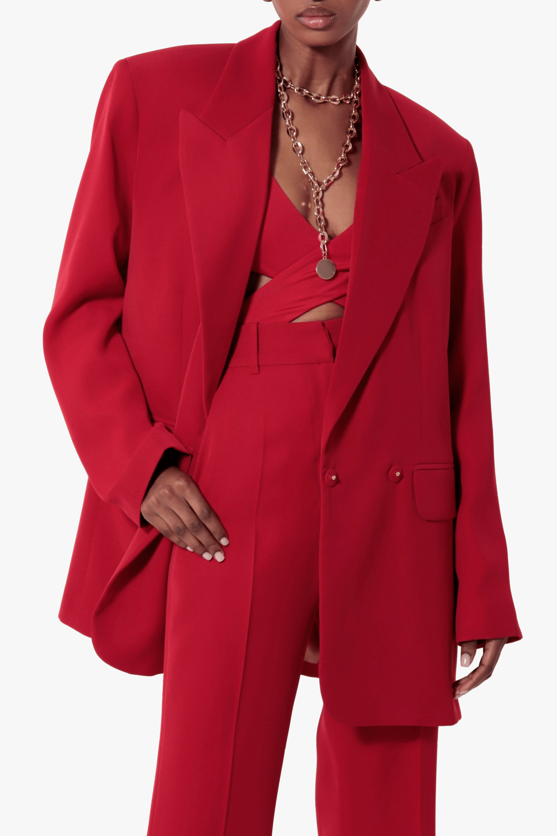 Blair Ribbon Red Blazer made by HALEWSKI