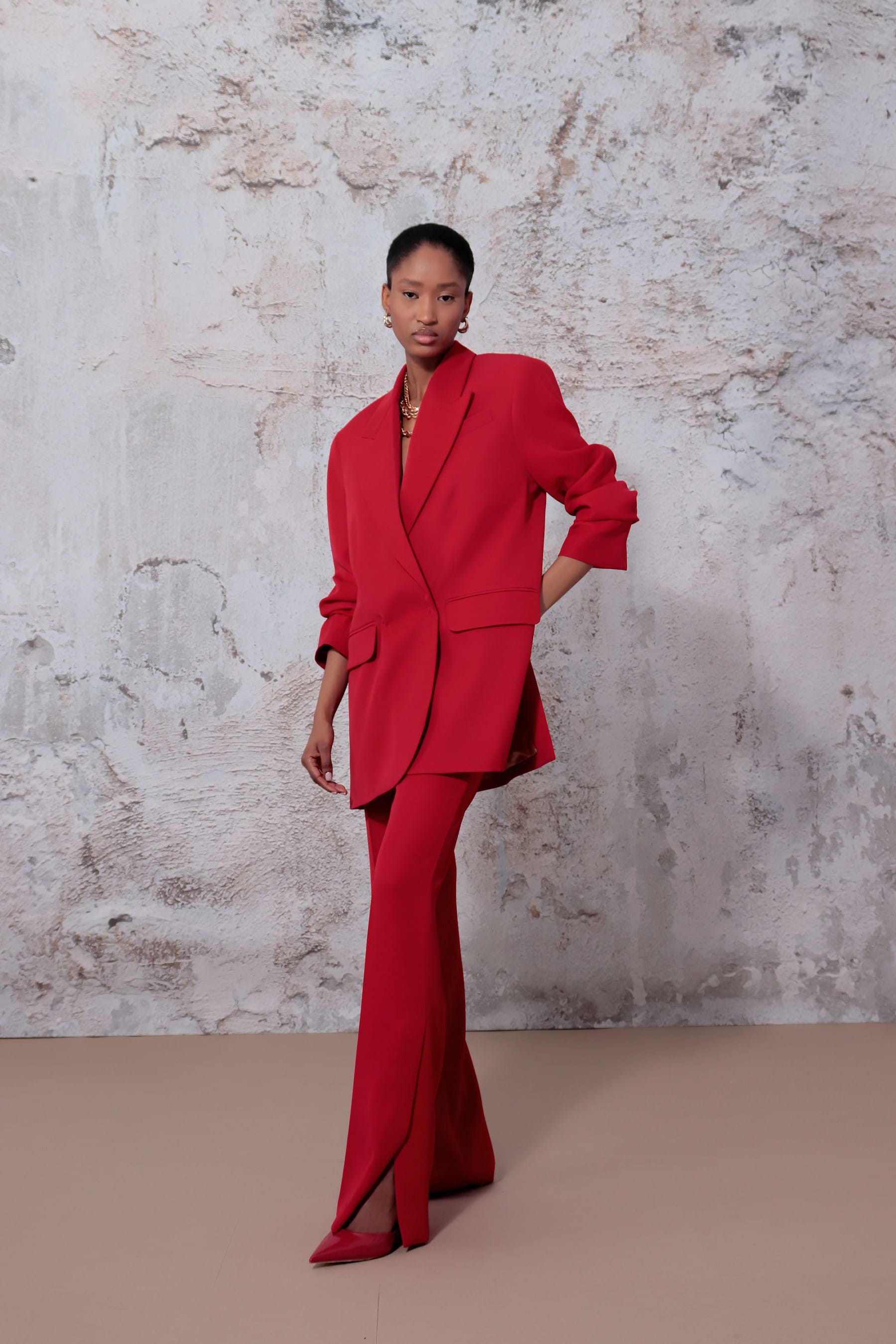 Blair Ribbon Red Blazer made by HALEWSKI