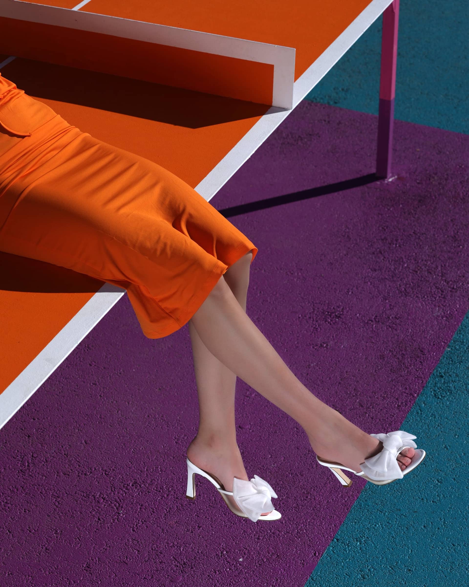 Bow Mule 85 White Patent in White made by ATANA