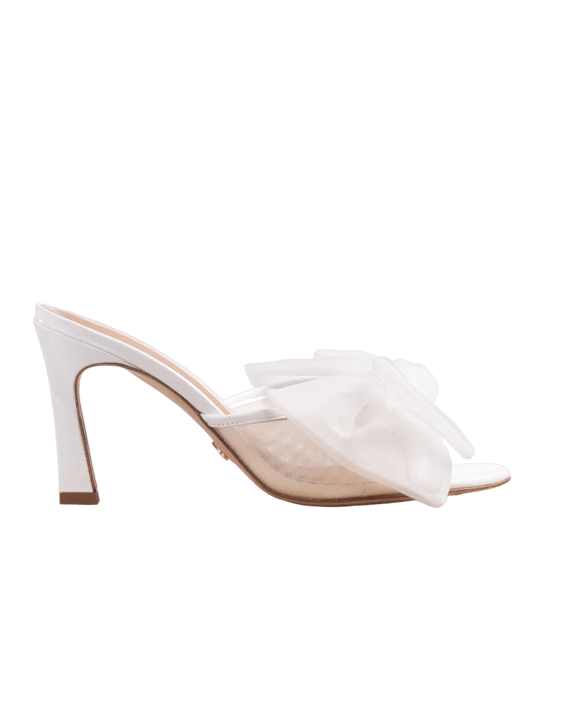 Bow Mule 85 White Patent in White made by ATANA