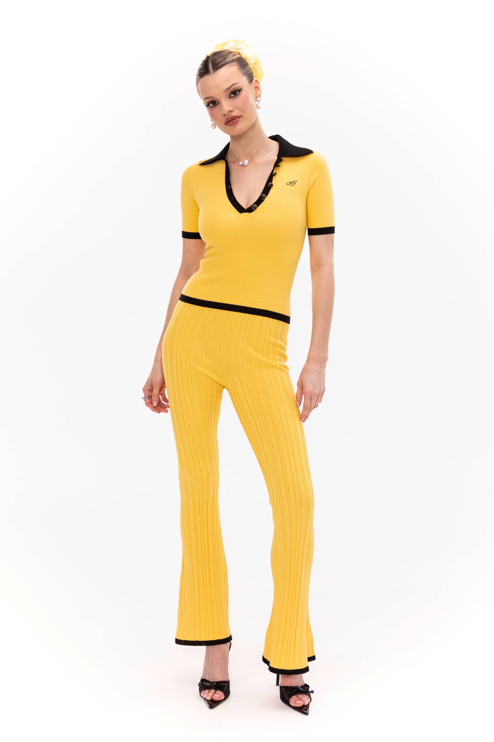 Hazel Polo Top (Yellow) made by Nana Jacqueline