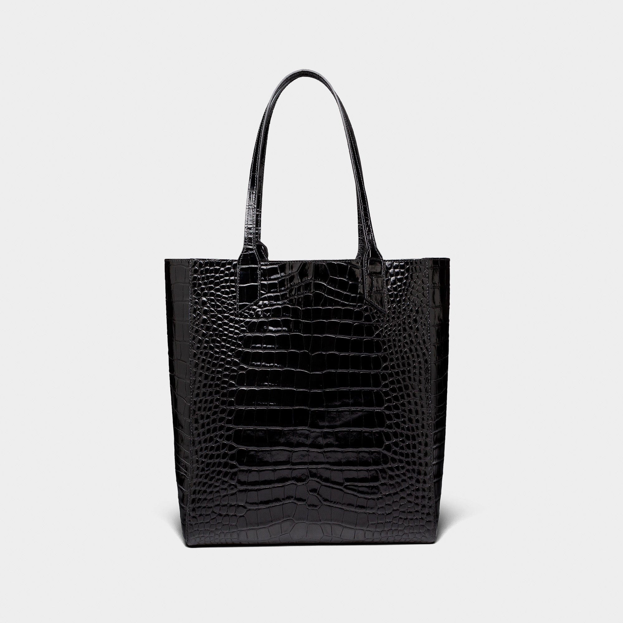 Sarah embossed croc black tote made by Yliana Yepez