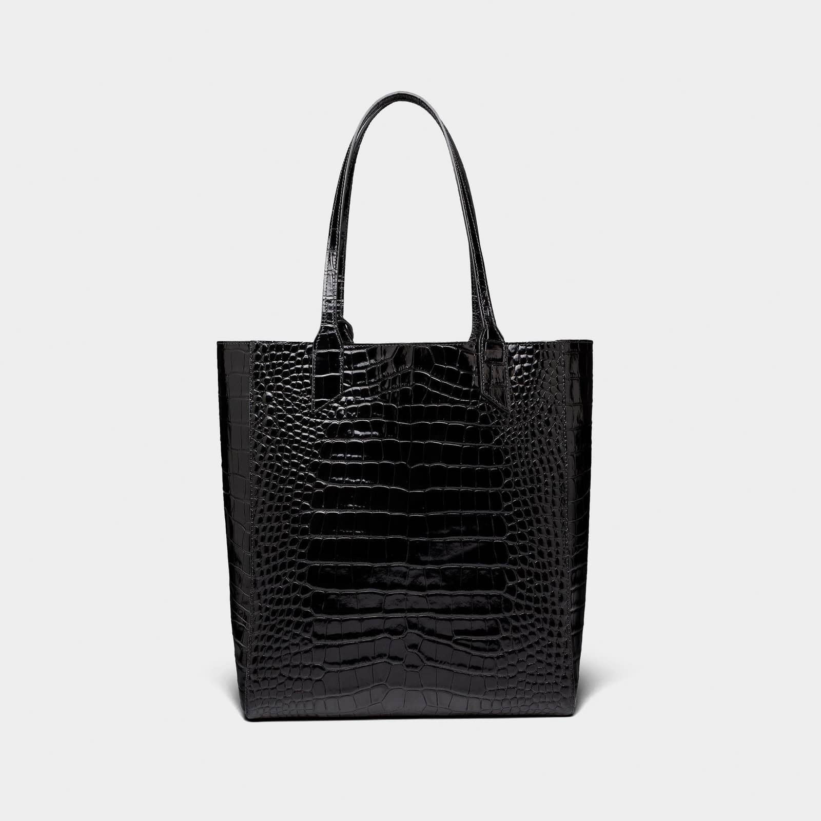 Sarah embossed croc black tote made by Yliana Yepez