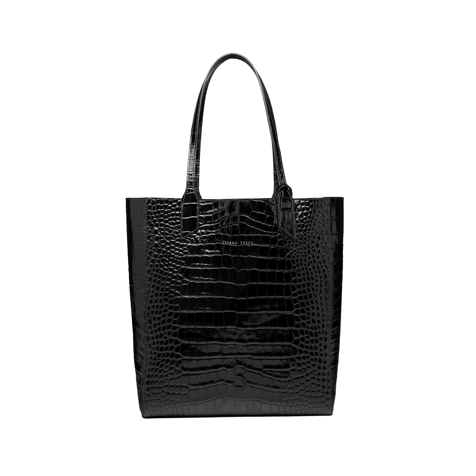 Sarah embossed croc black tote made by Yliana Yepez