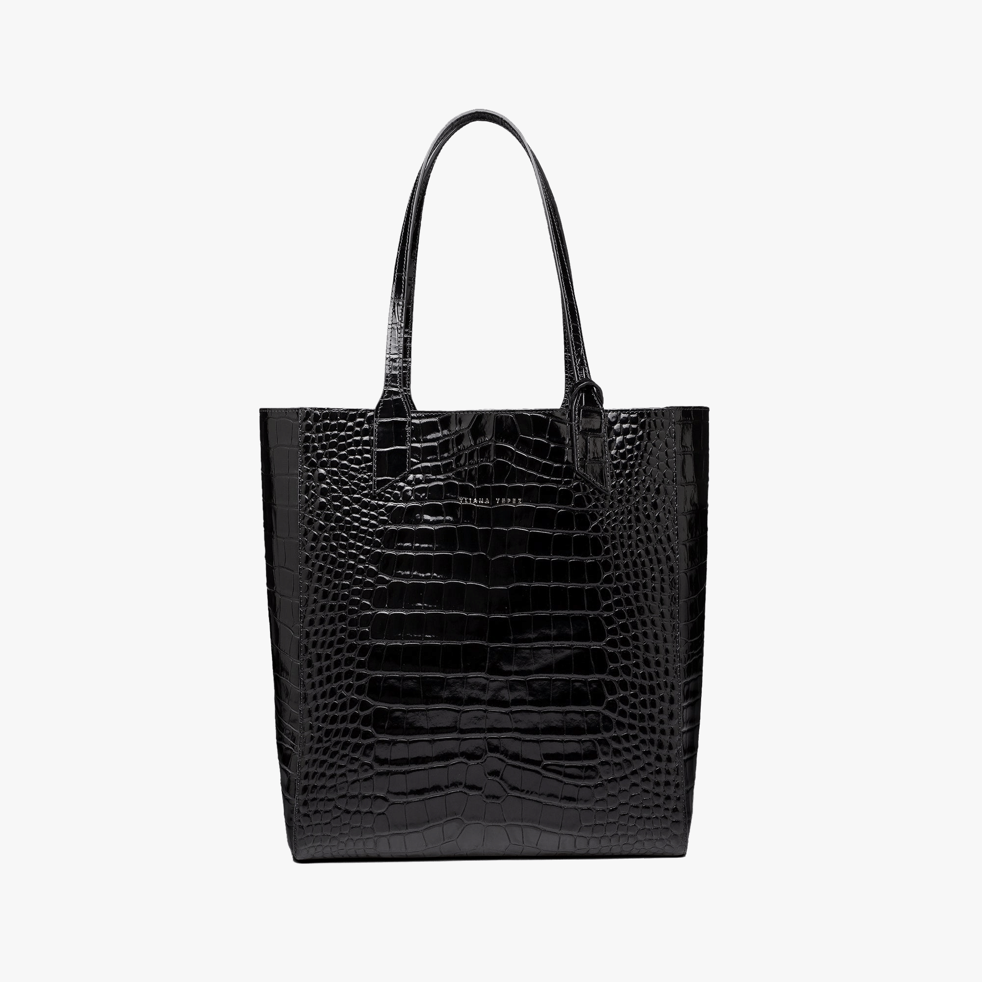 Sarah embossed croc black tote made by Yliana Yepez