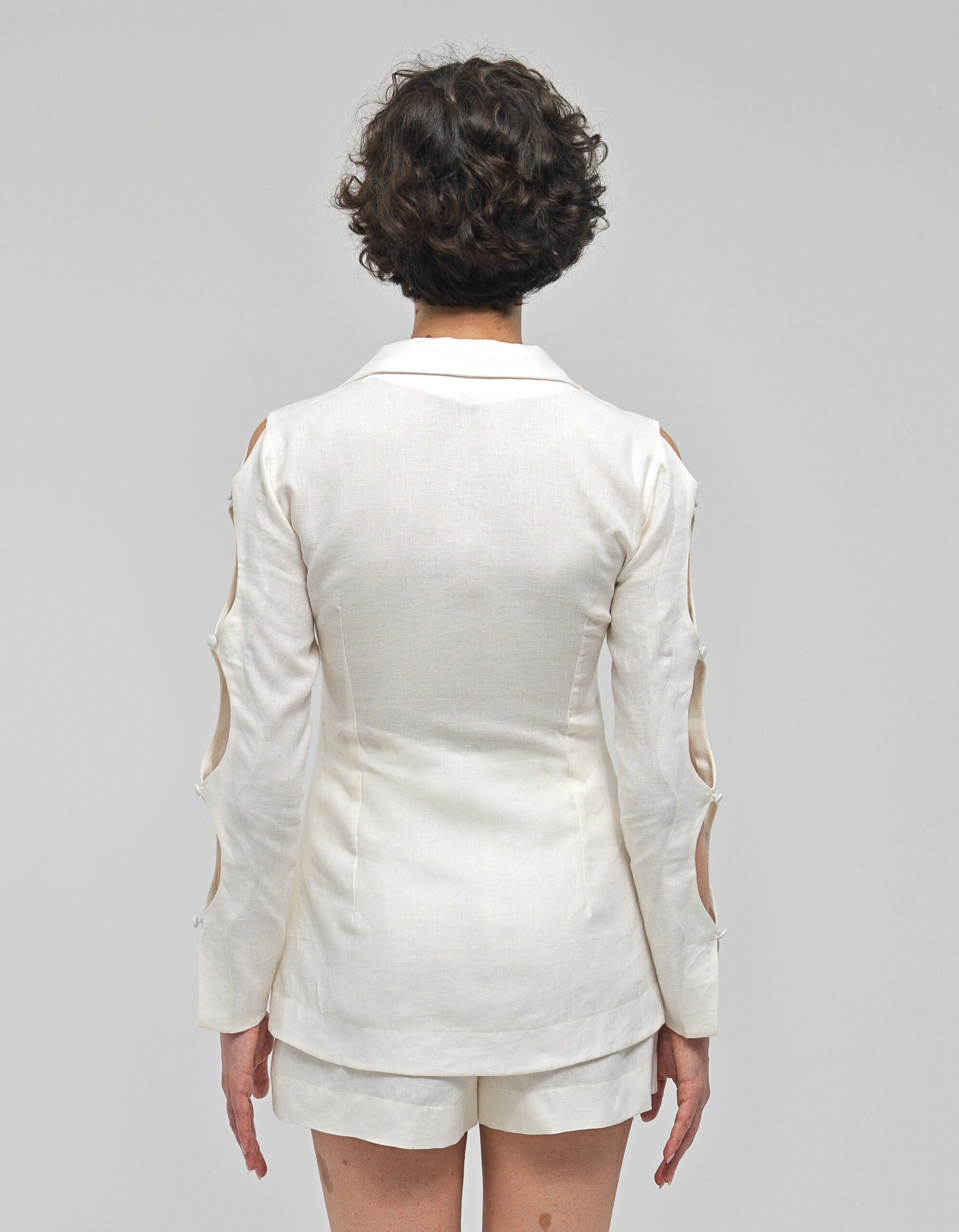 NEREUS White Linen Collared Shirt made by MAET