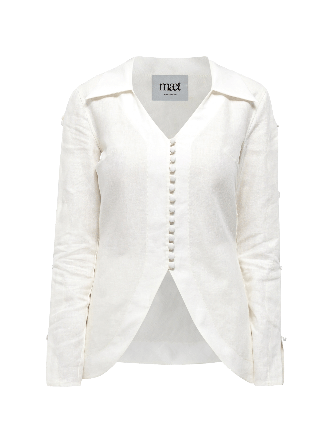 NEREUS White Linen Collared Shirt made by MAET