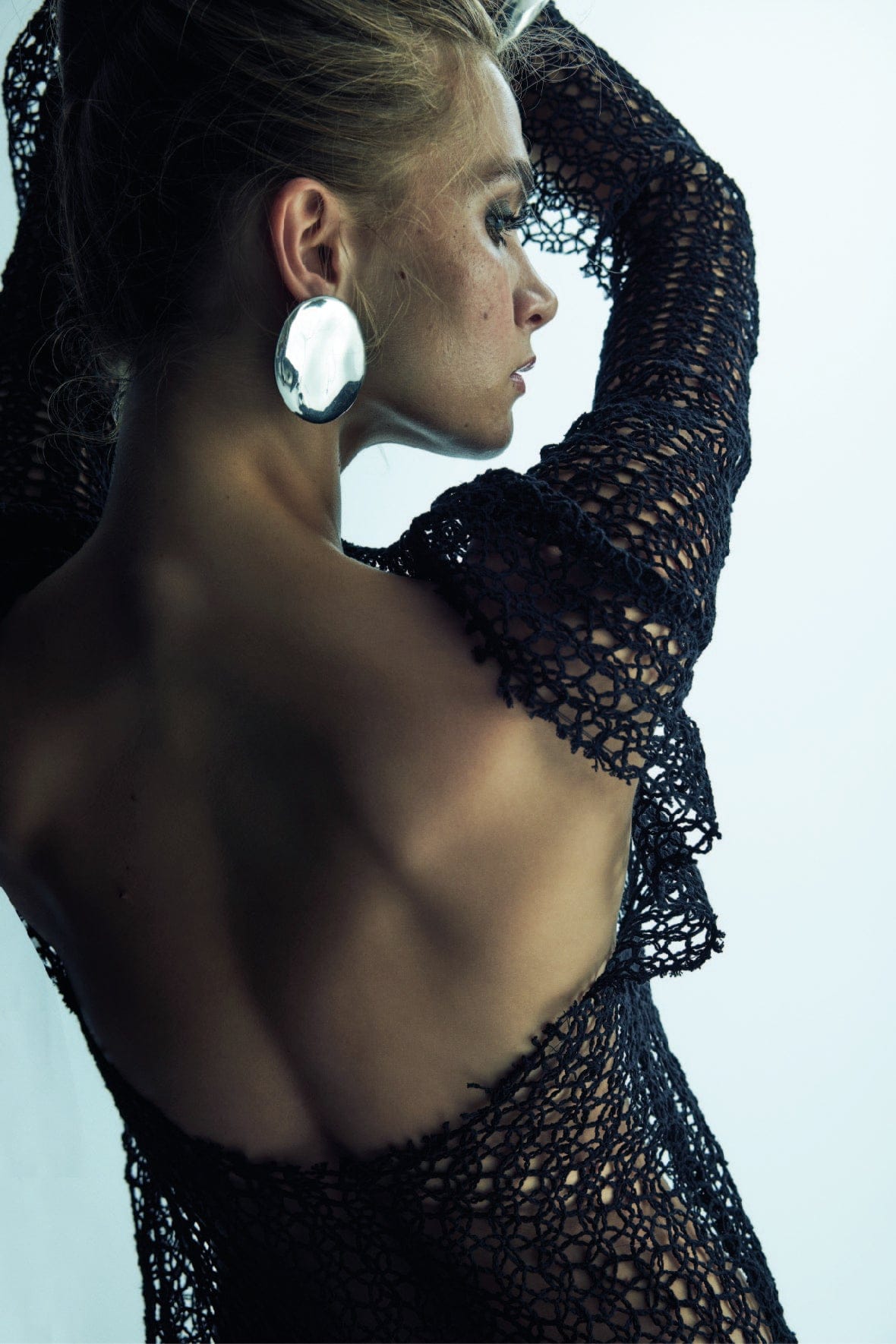 Riona Open-Back Crochet Long Dress in Black made by Nazli Ceren