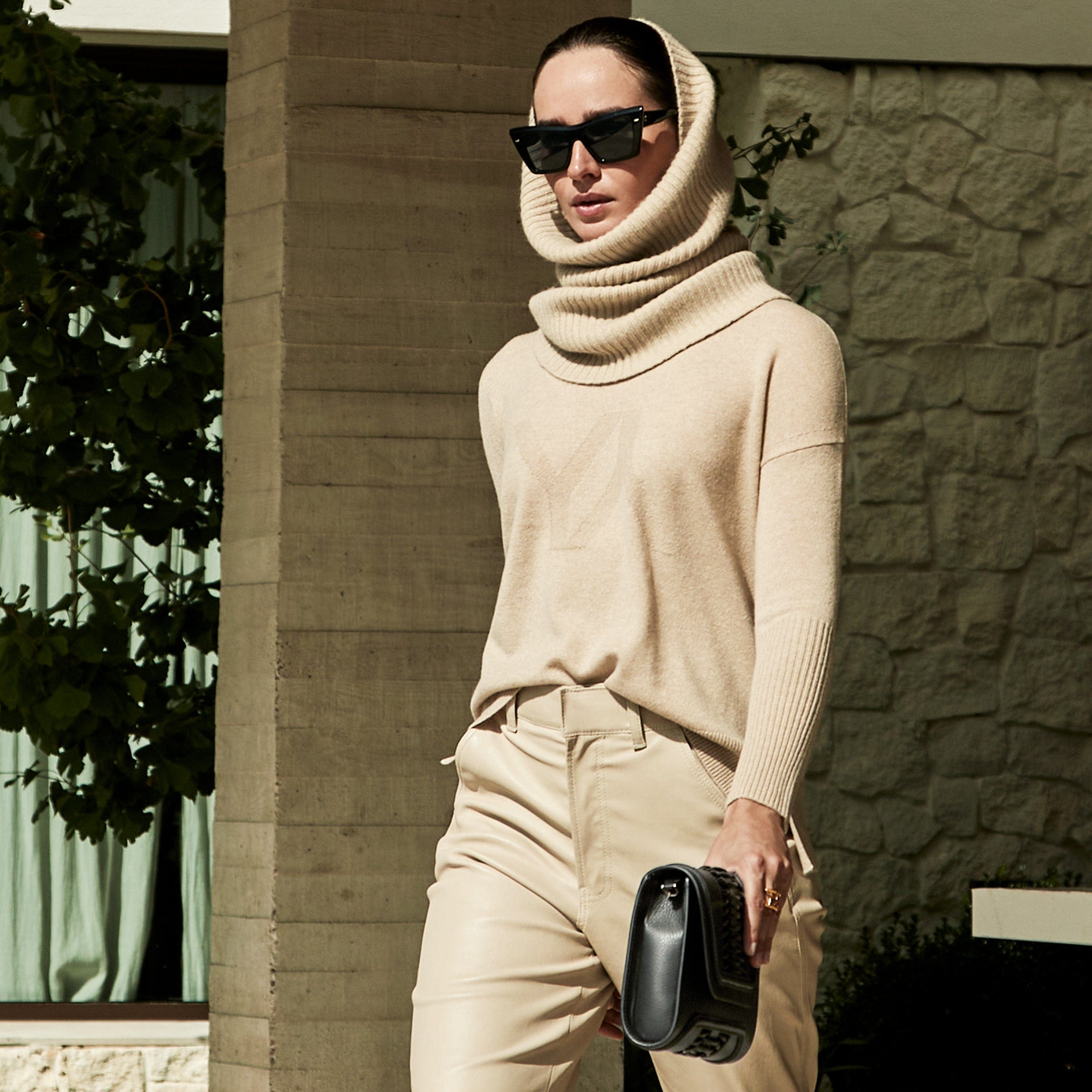 Boxy Sweater With YY Logo Sand made by YLIANA YEPEZ