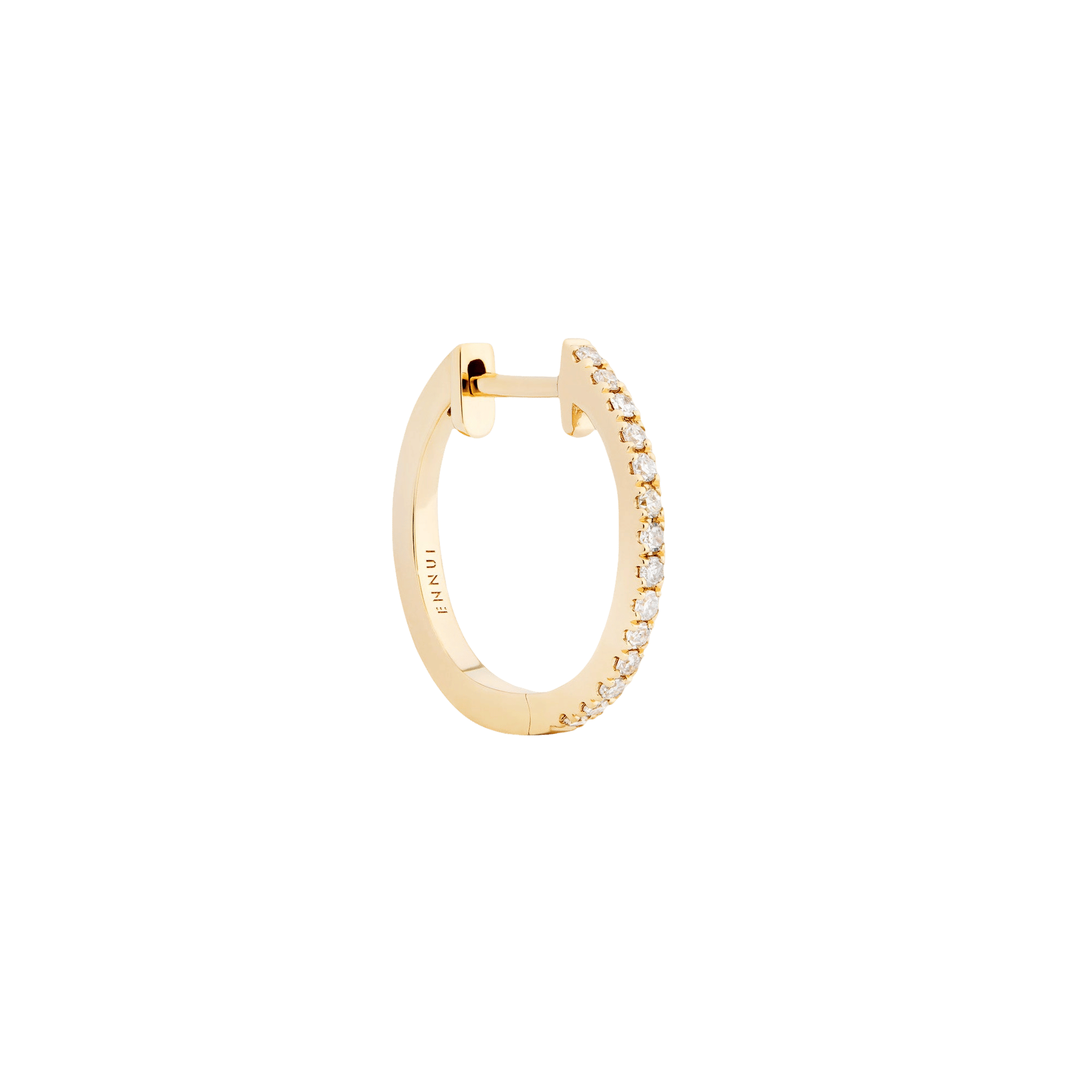 HOOP - WHITE DIAMOND & PLAIN YELLOW GOLD - 14MM made by ENNUI