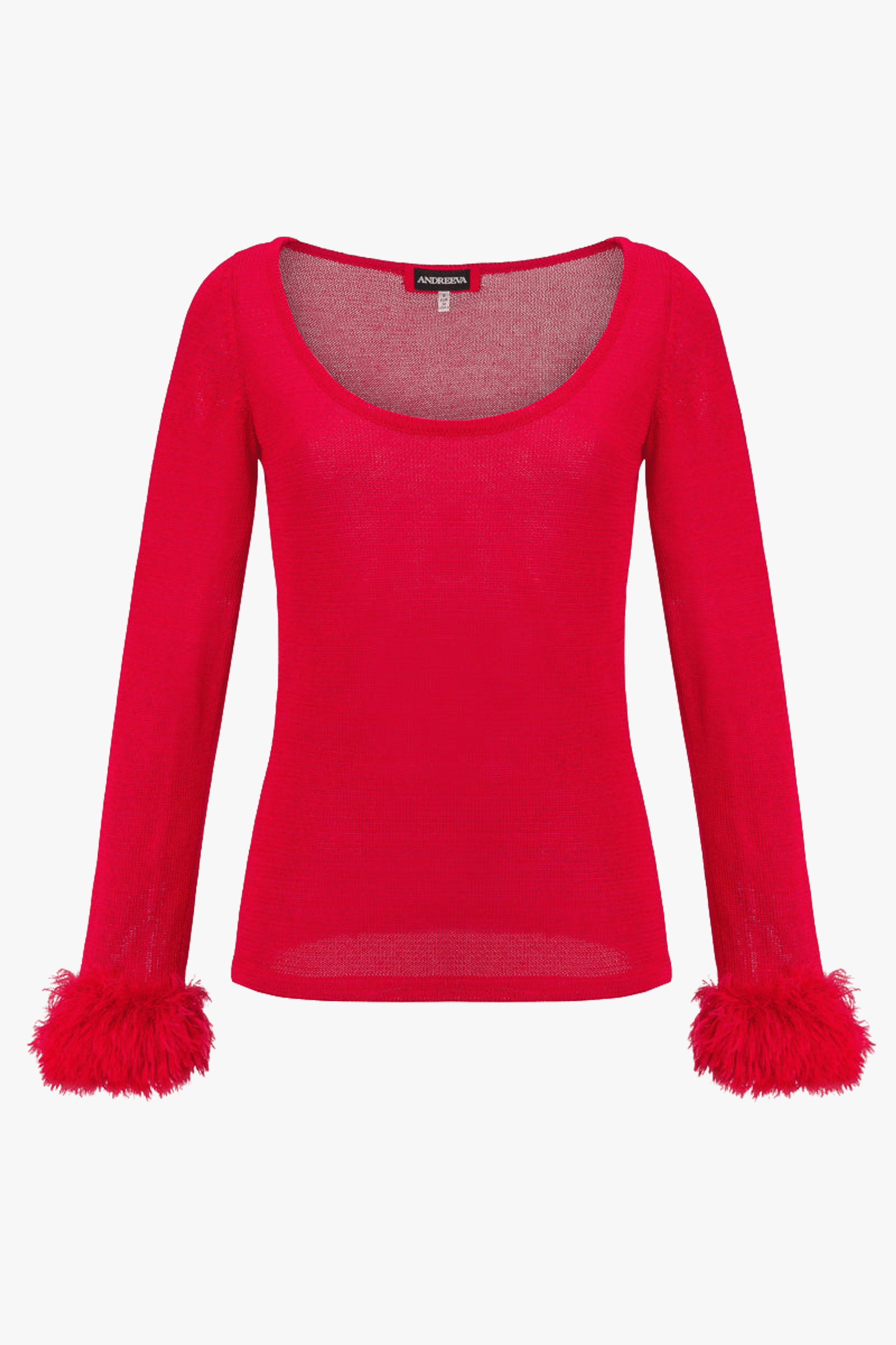 Red Knit Top With Handmade Knit Cuffs made by ANDREEVA