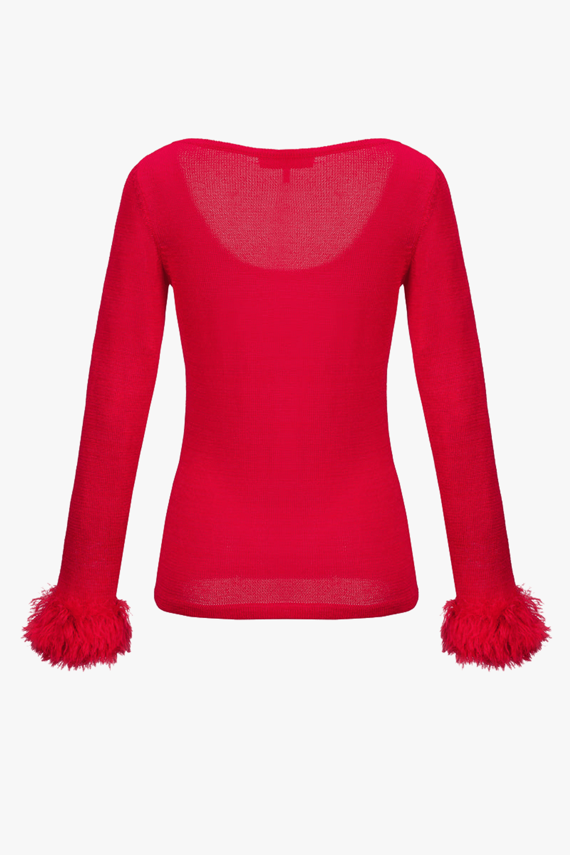 Red Knit Top With Handmade Knit Cuffs made by ANDREEVA