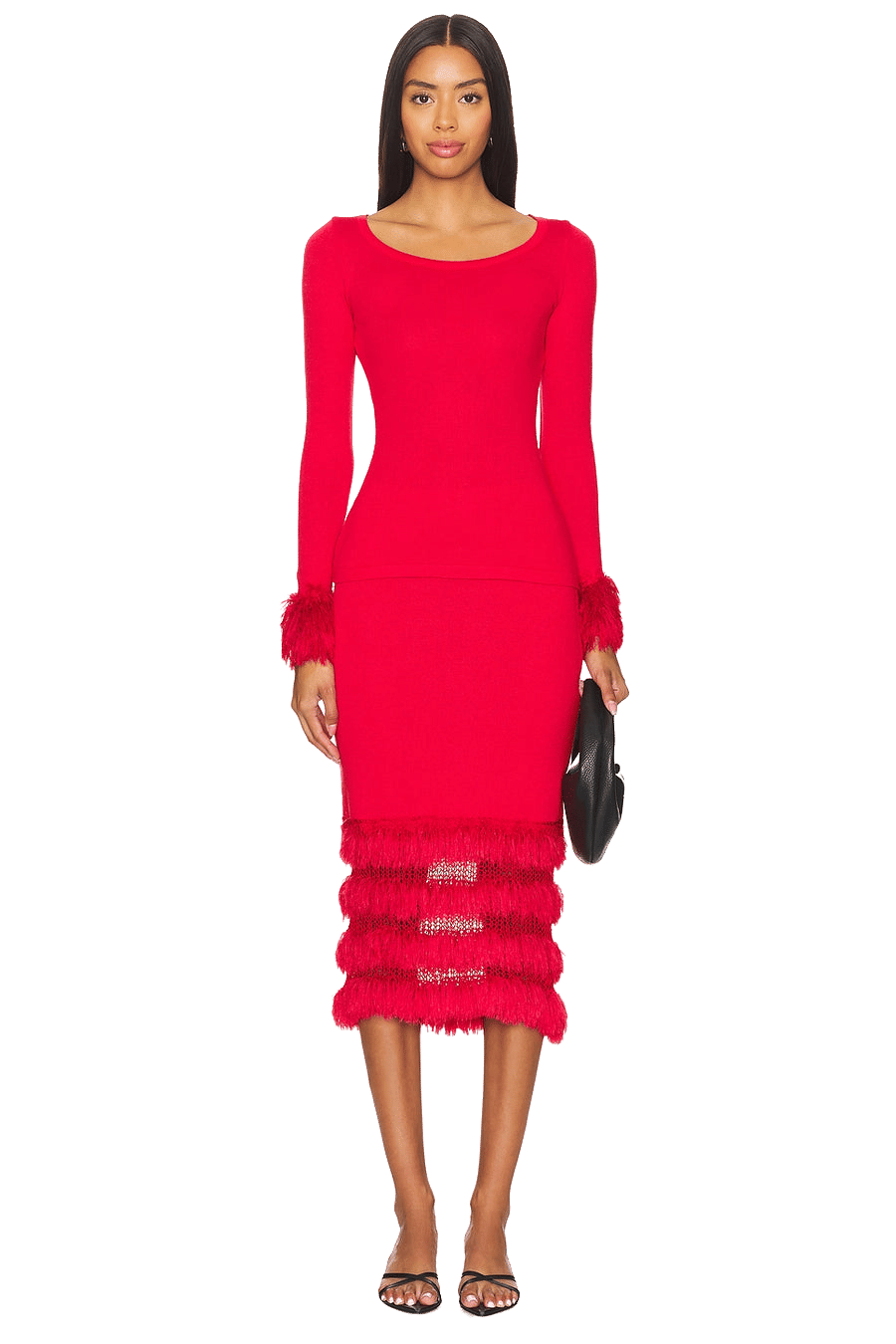 Red Knit Top With Handmade Knit Cuffs made by ANDREEVA