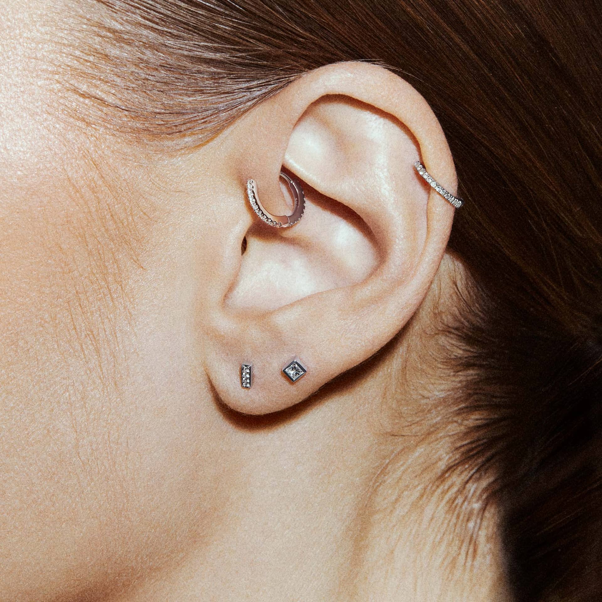 SQUARE LABRET WHITE DIAMOND & WHITE GOLD made by ENNUI