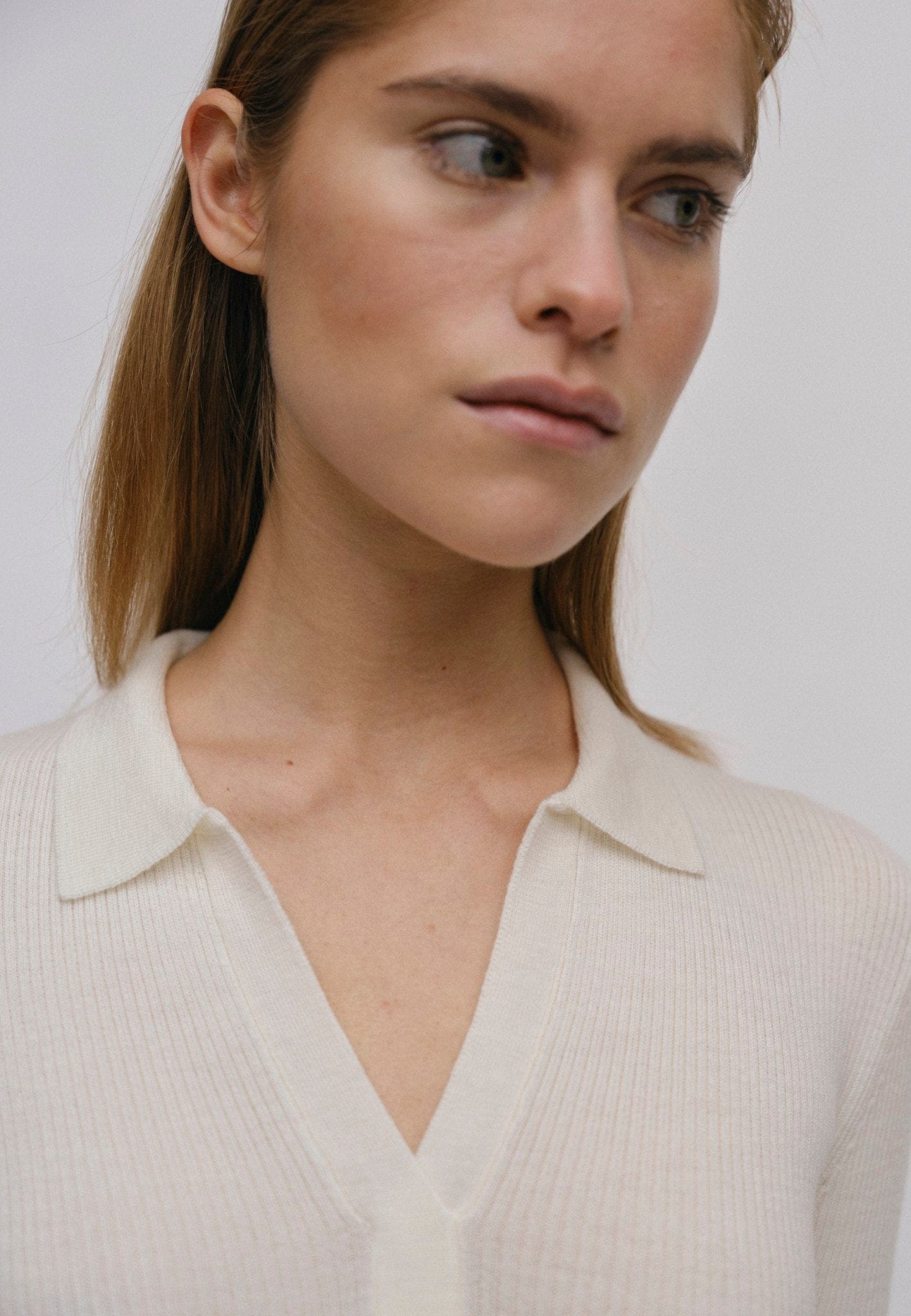 Cadee Knit Polo Blouse - Off White made by HERSKIND