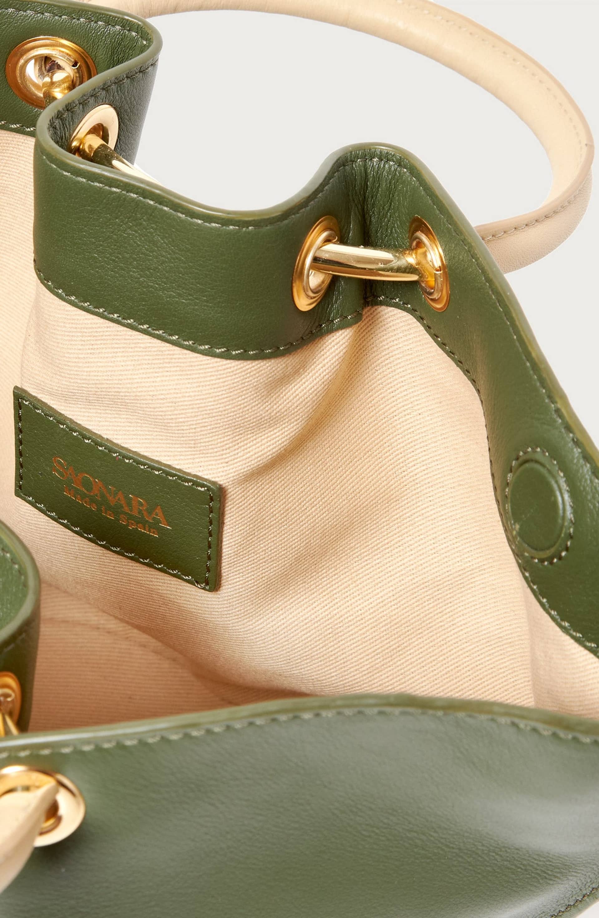 SAONARA MINI BAG ARMY GREEN/Cream LEATHER made by Saonara