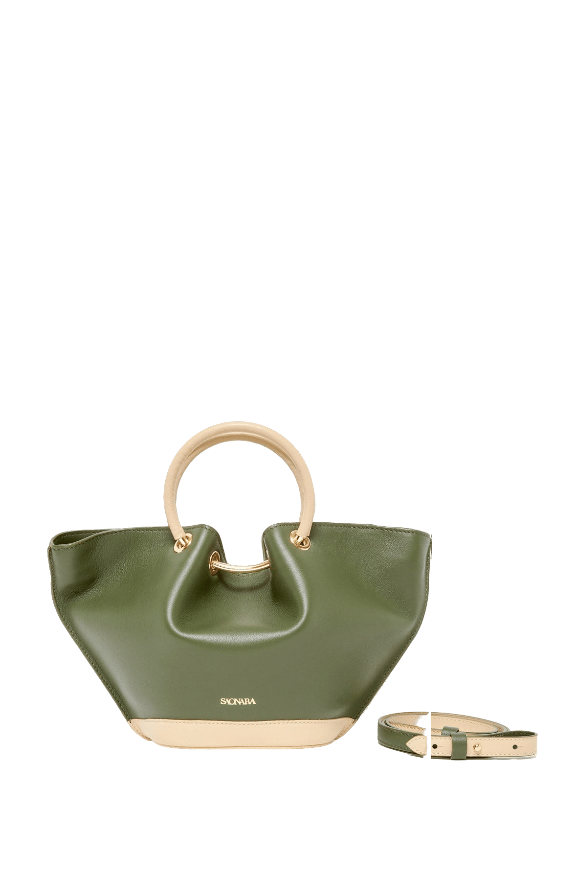 SAONARA MINI BAG ARMY GREEN/Cream LEATHER made by Saonara