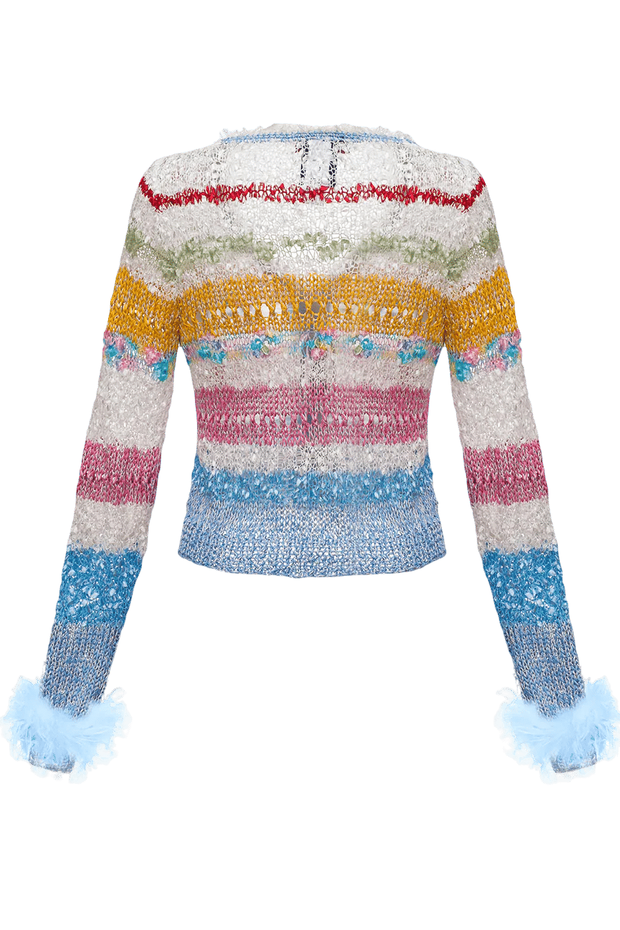 California Handmade Knit Sweater With Feathers made by ANDREEVA