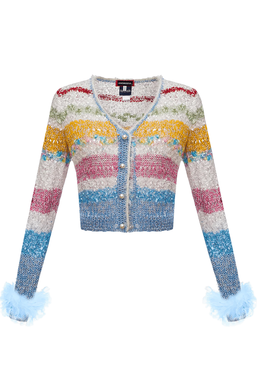 California Handmade Knit Sweater With Feathers made by ANDREEVA