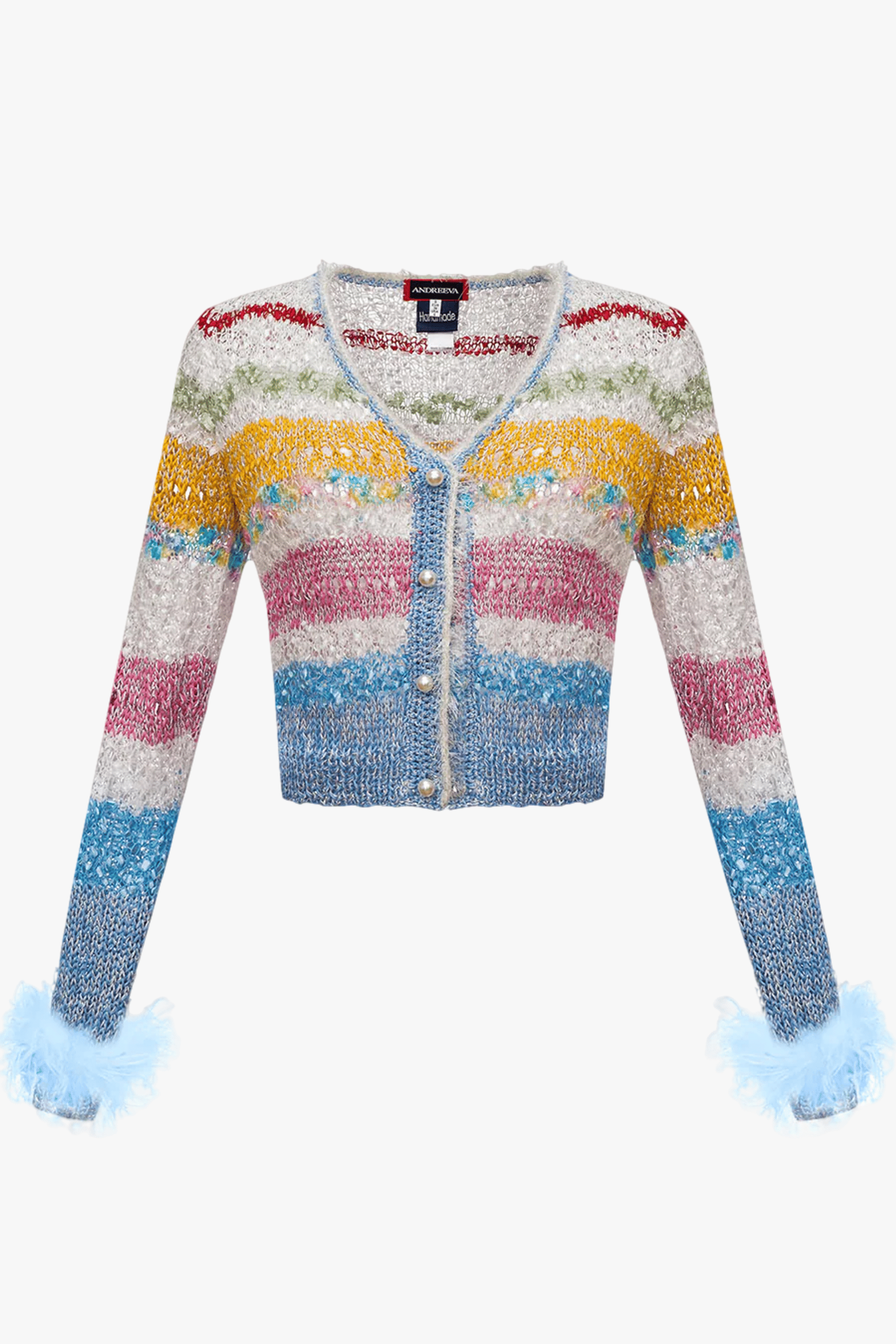 California Handmade Knit Sweater With Feathers made by ANDREEVA