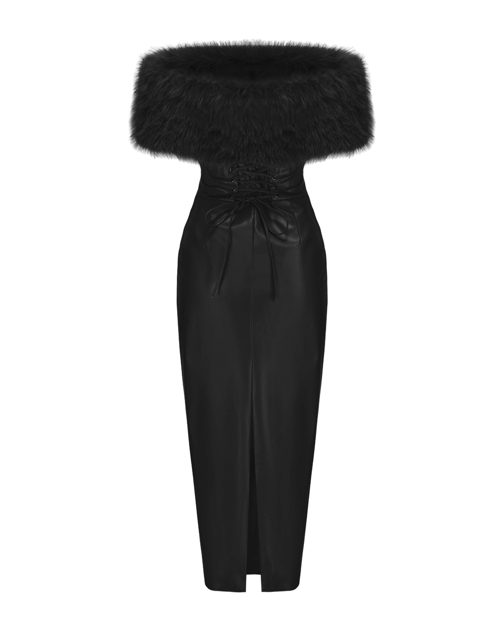 Gabrielle Fur Maxi Dress (Black) made by Nana Jacqueline