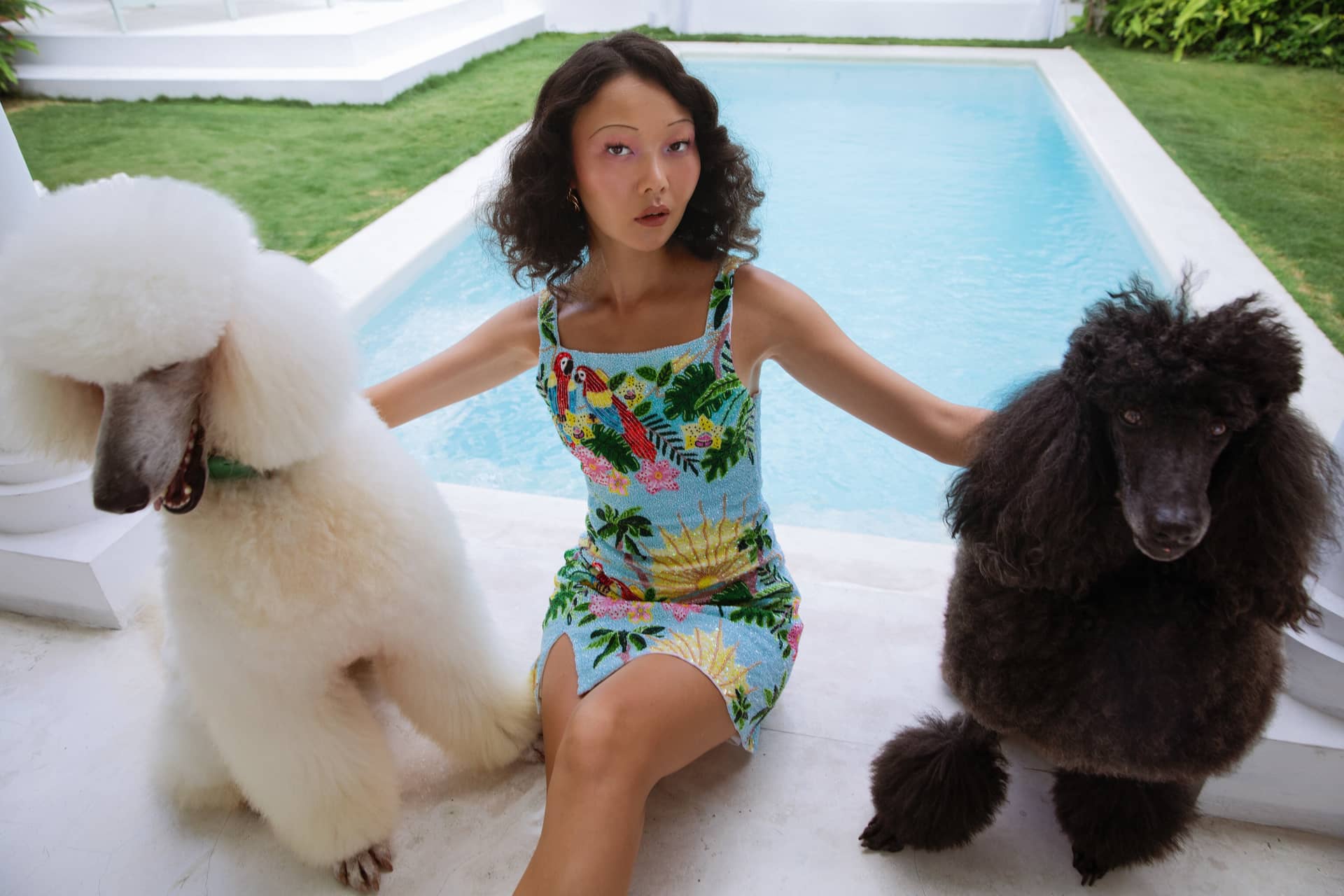 Pandora Luxe Hand Beaded Baby Blue dress made by Oceanus Swimwear