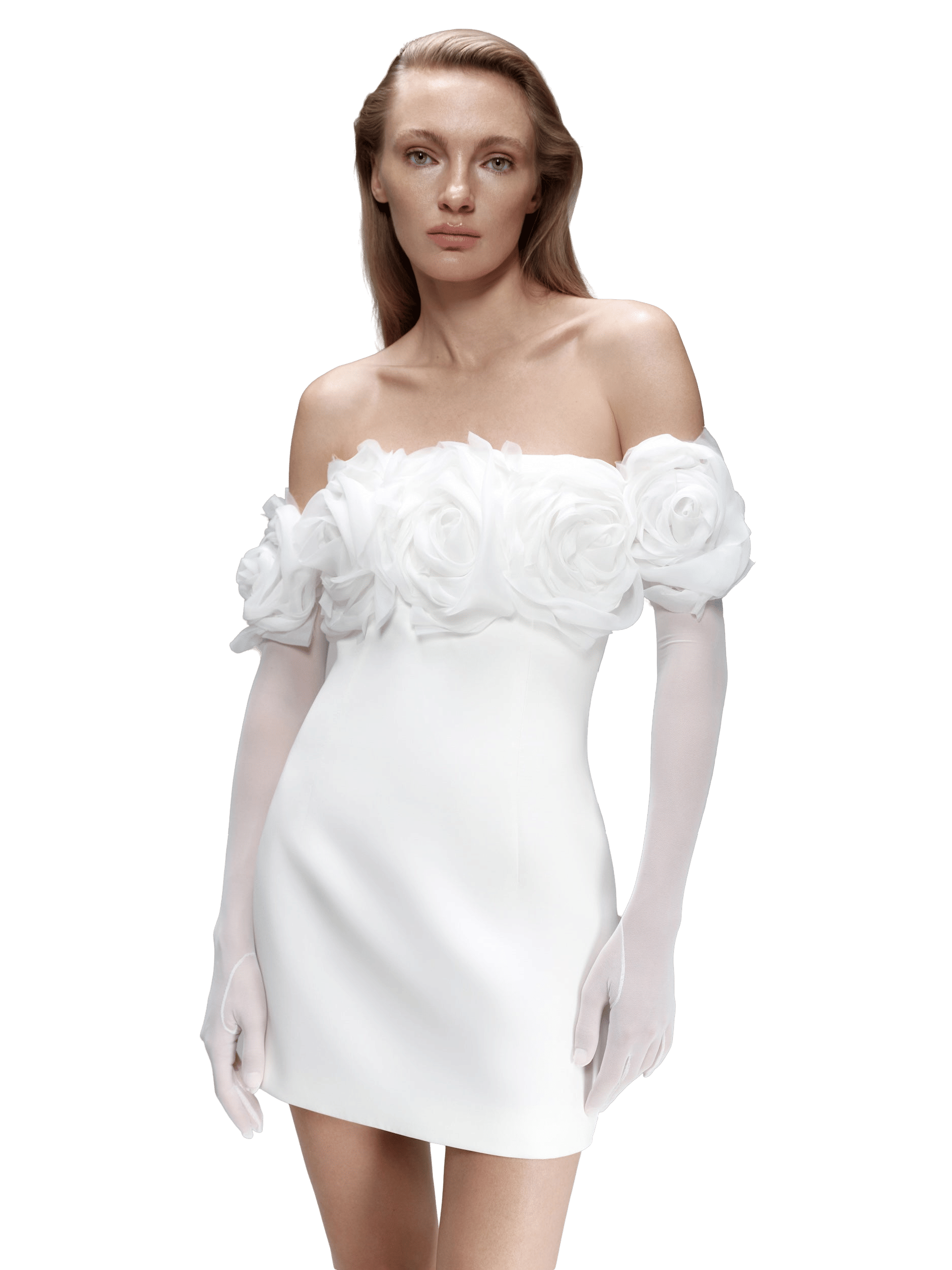 Floral-Appliqué Crepe Mini Dress made by NDS The Label