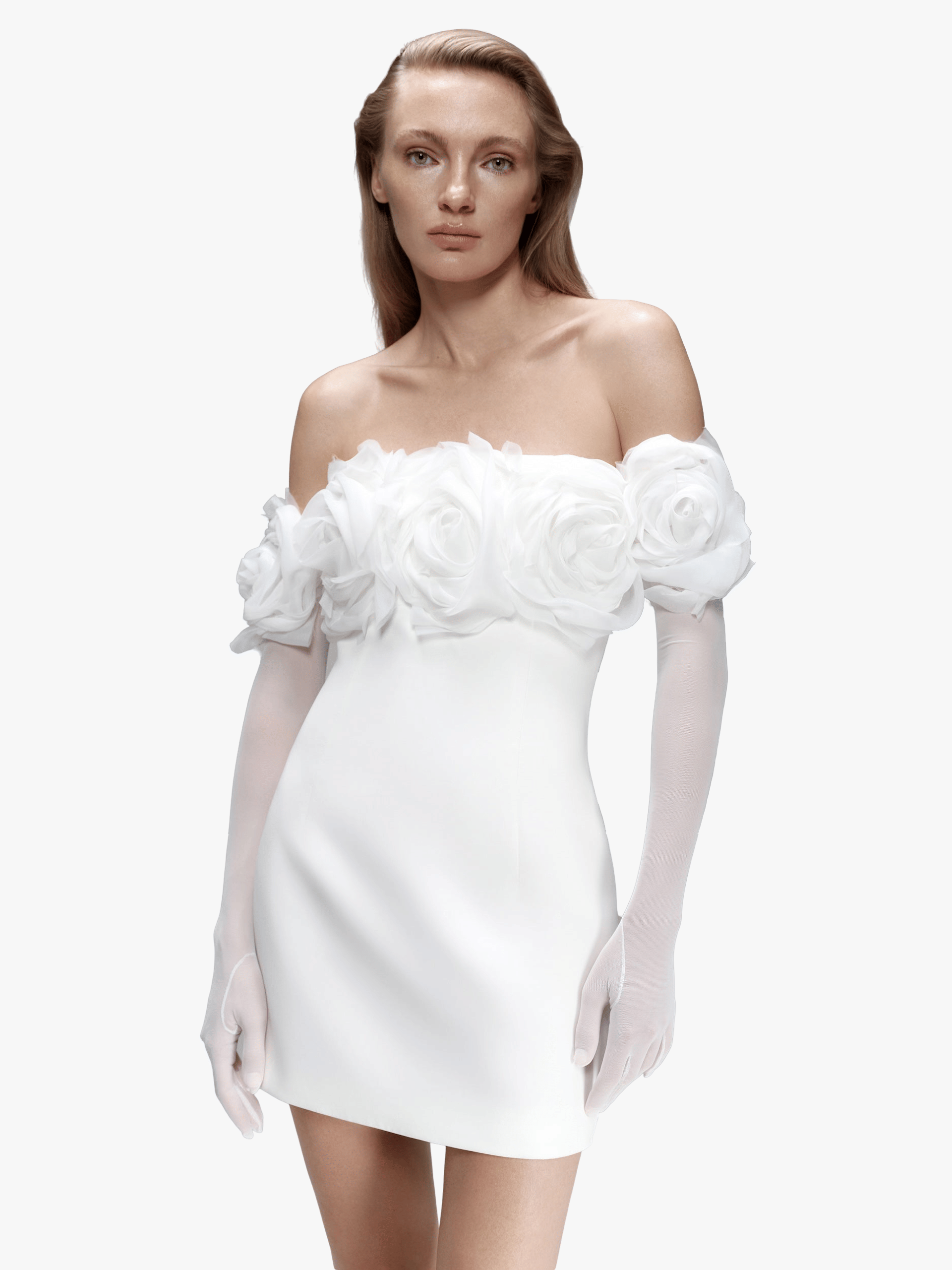 Floral-Appliqué Crepe Mini Dress made by NDS The Label