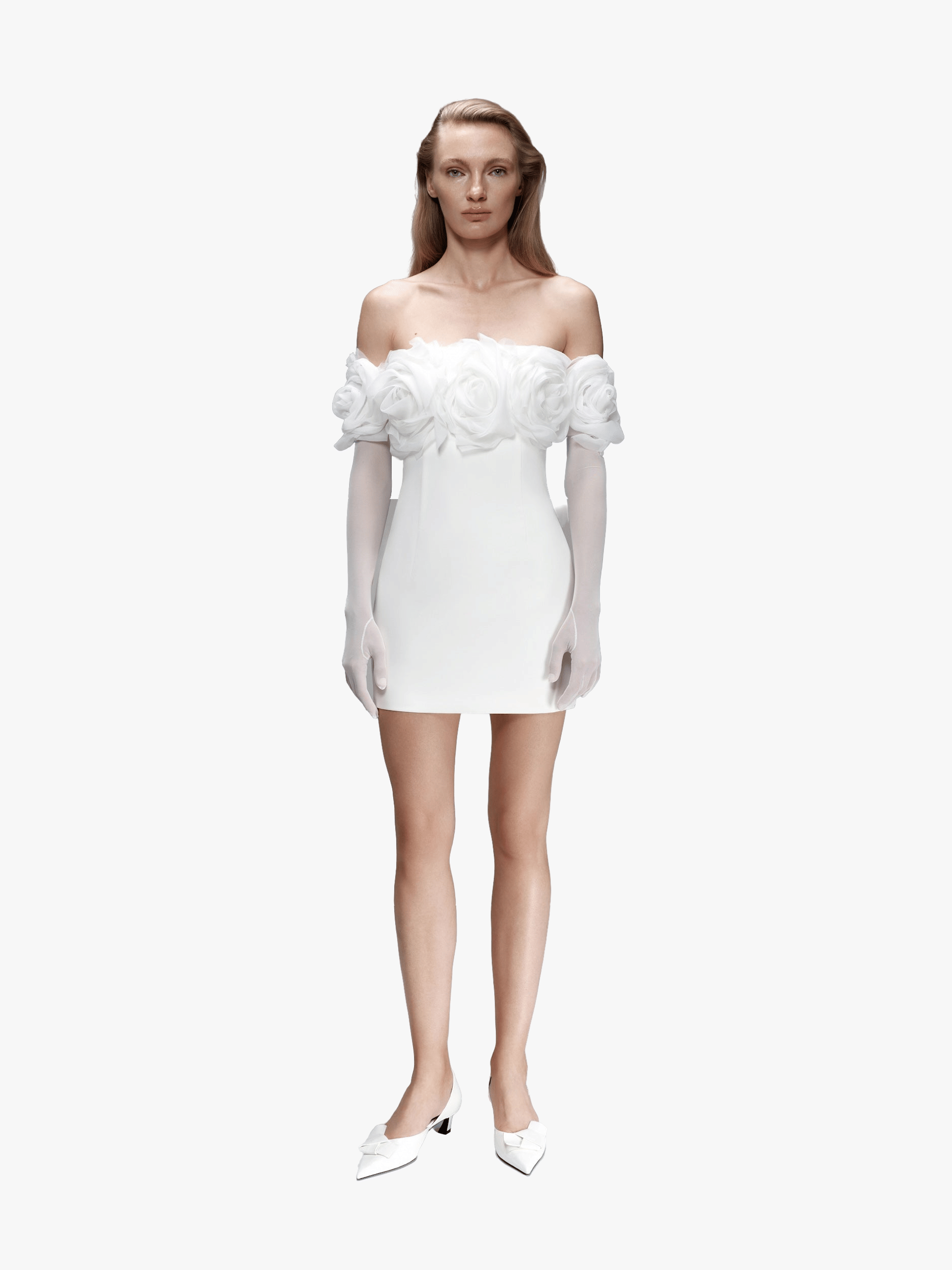 Floral-Appliqué Crepe Mini Dress made by NDS The Label