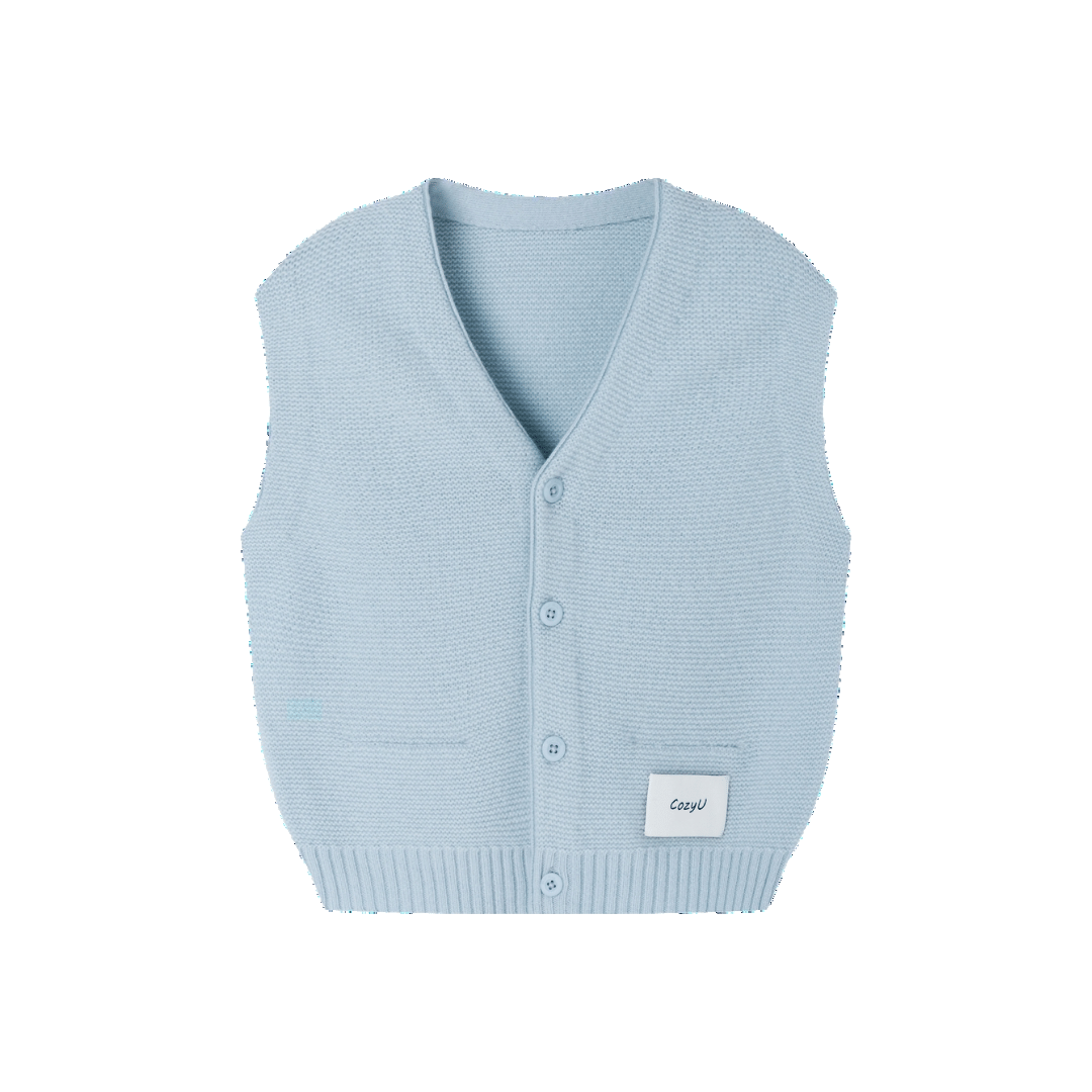 Merino V-Neck Knit Vest | Cloud Blue made by CozyU