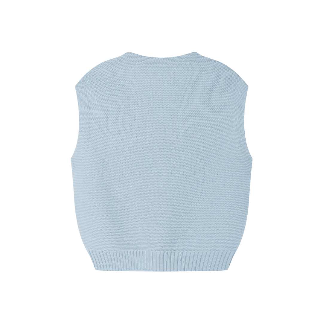 Merino V-Neck Knit Vest | Cloud Blue made by CozyU