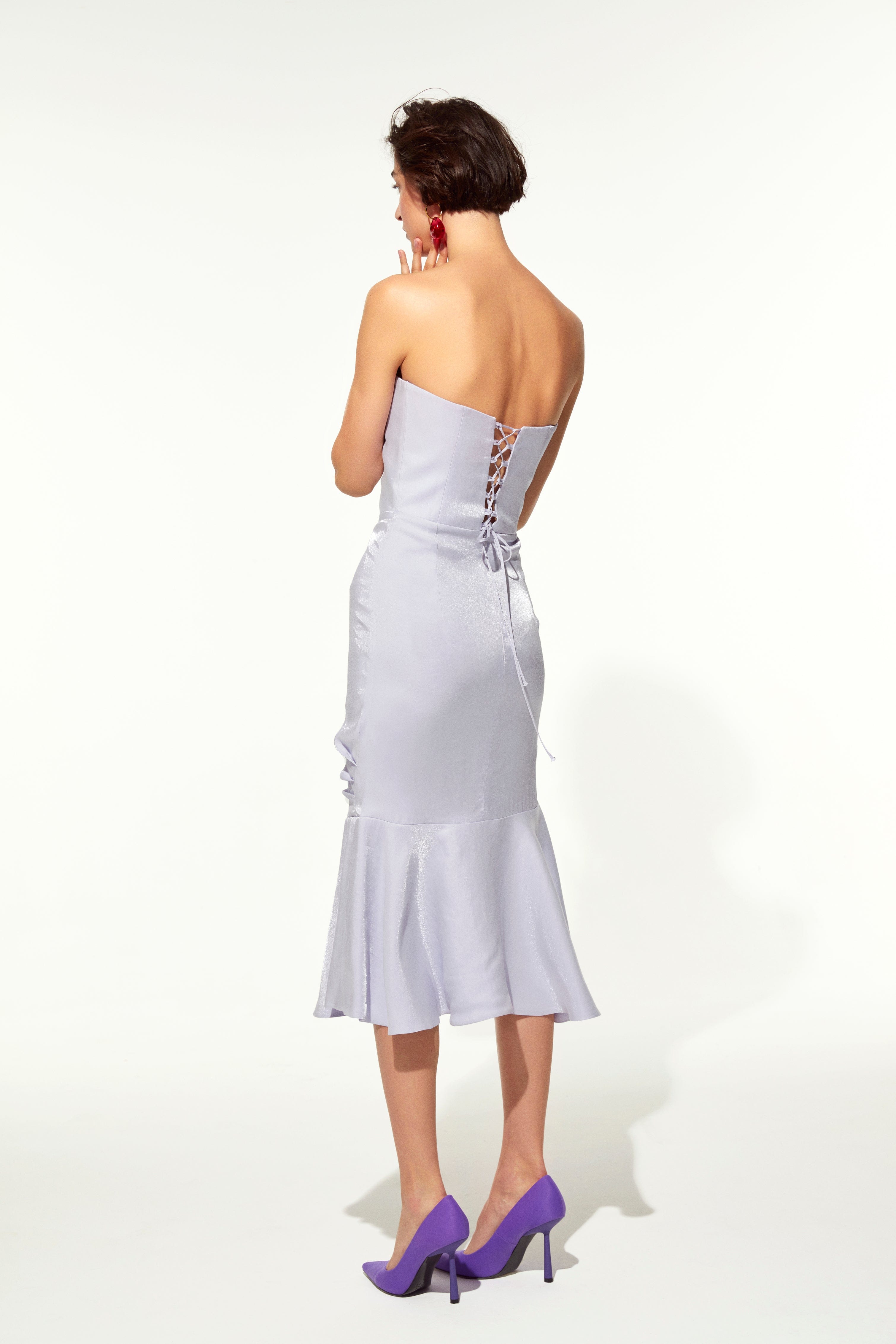 Noa Strapless Dress in Lilac made by Nazli Ceren