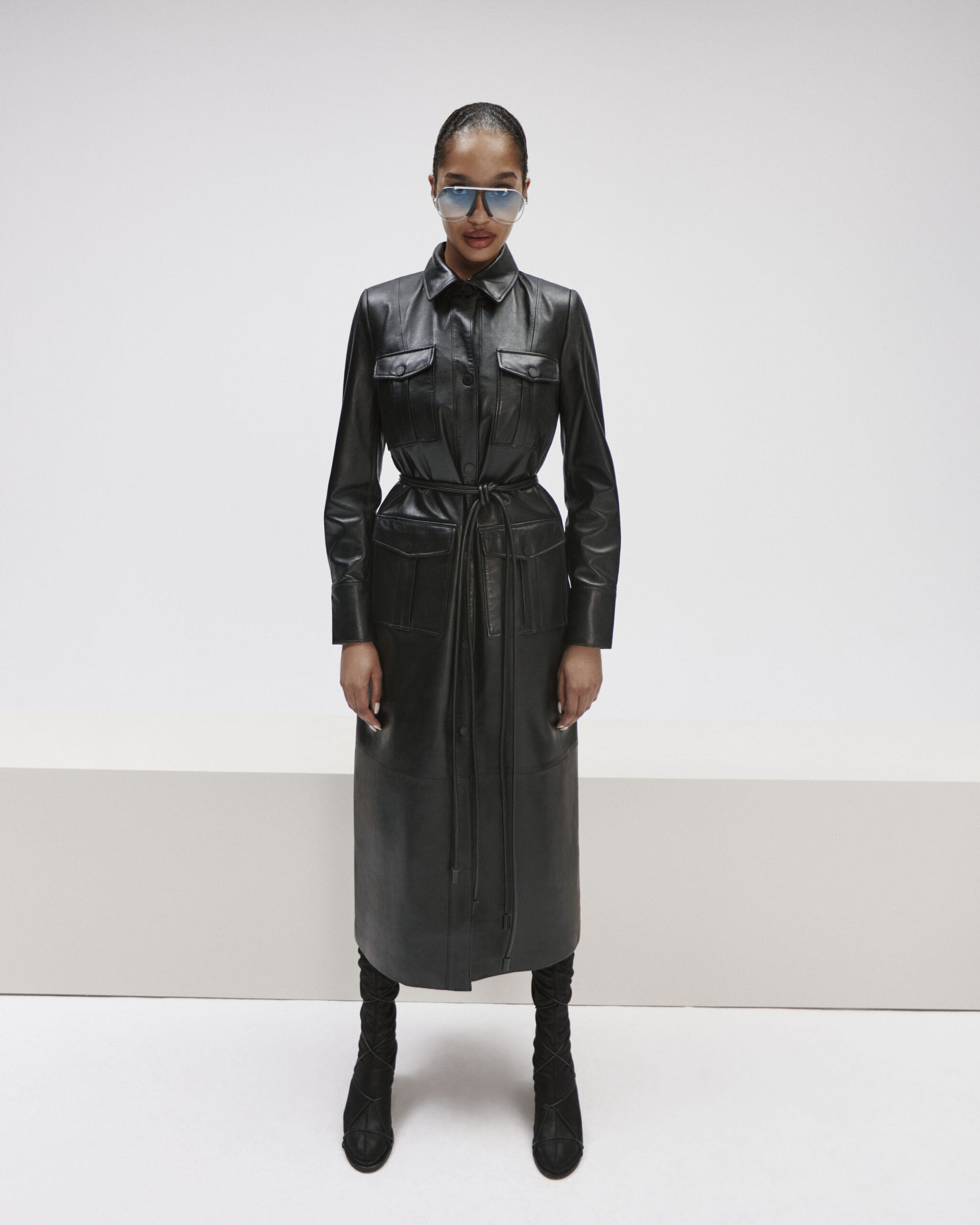 Leather Longline Dress With Pockets made by YAVORSKA