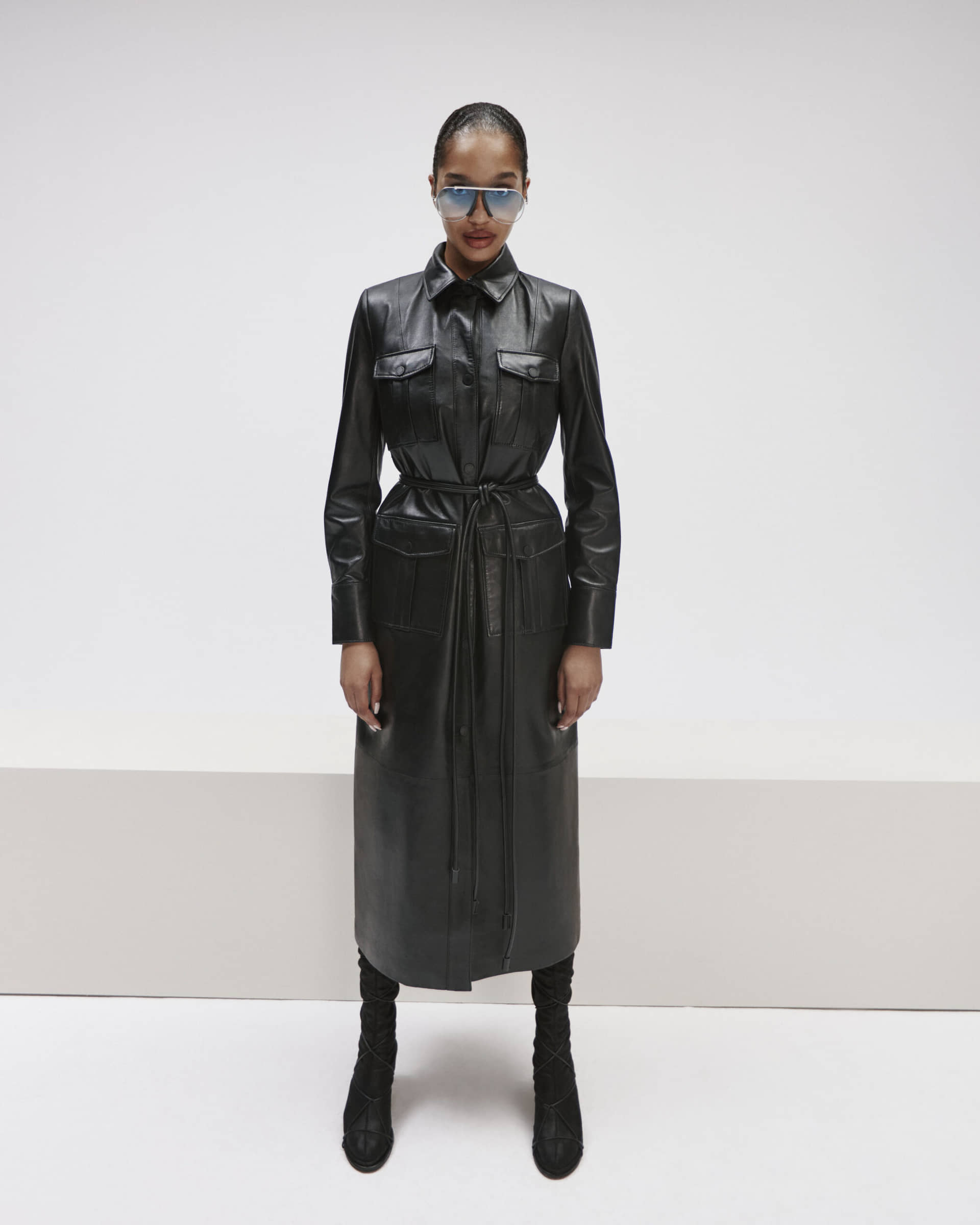 Leather Longline Dress With Pockets made by YAVORSKA