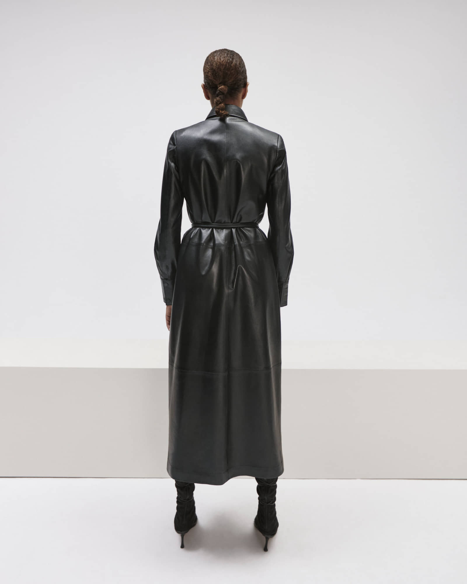 Leather Longline Dress With Pockets made by YAVORSKA