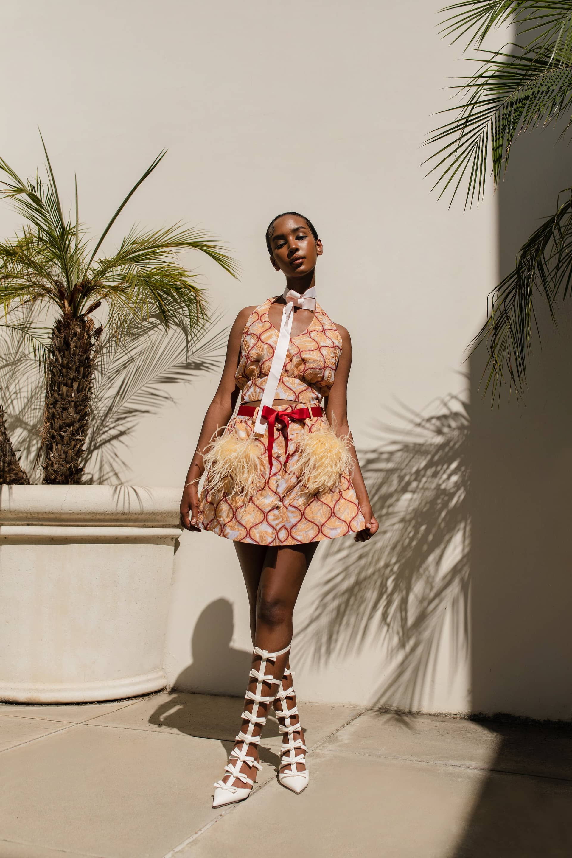 Peach Cross-Front Top made by ANDREEVA