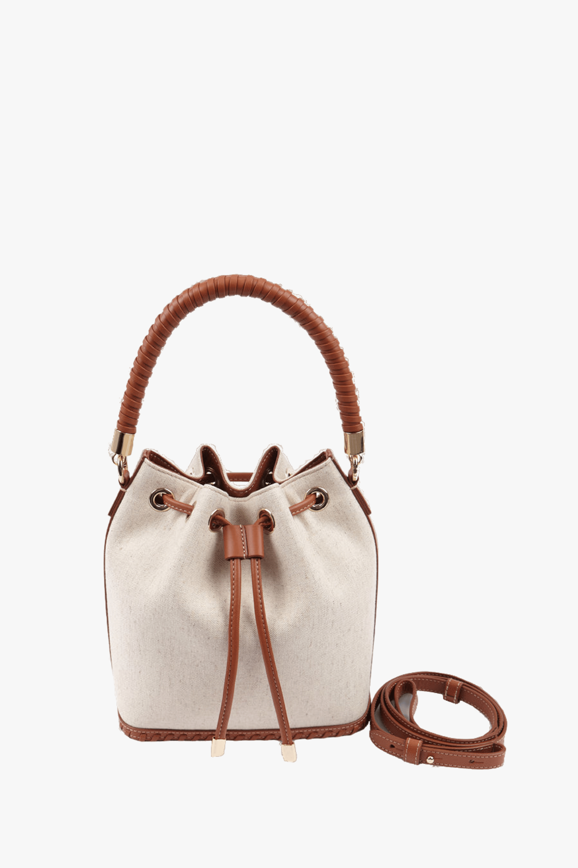 SAONARA BUCKET LINEN / CARAMEL LEATHER made by Saonara