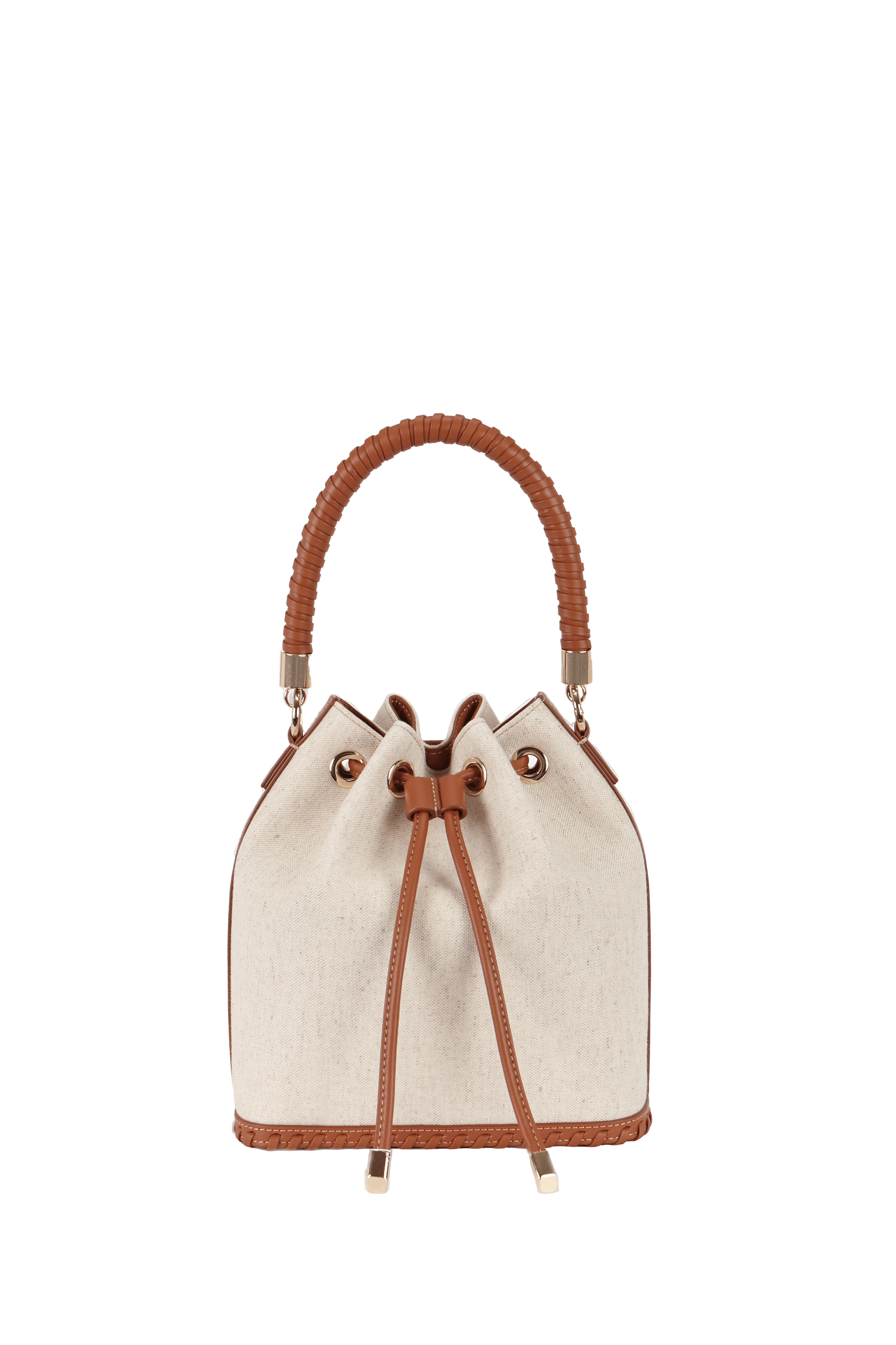 SAONARA BUCKET LINEN / CARAMEL LEATHER made by Saonara