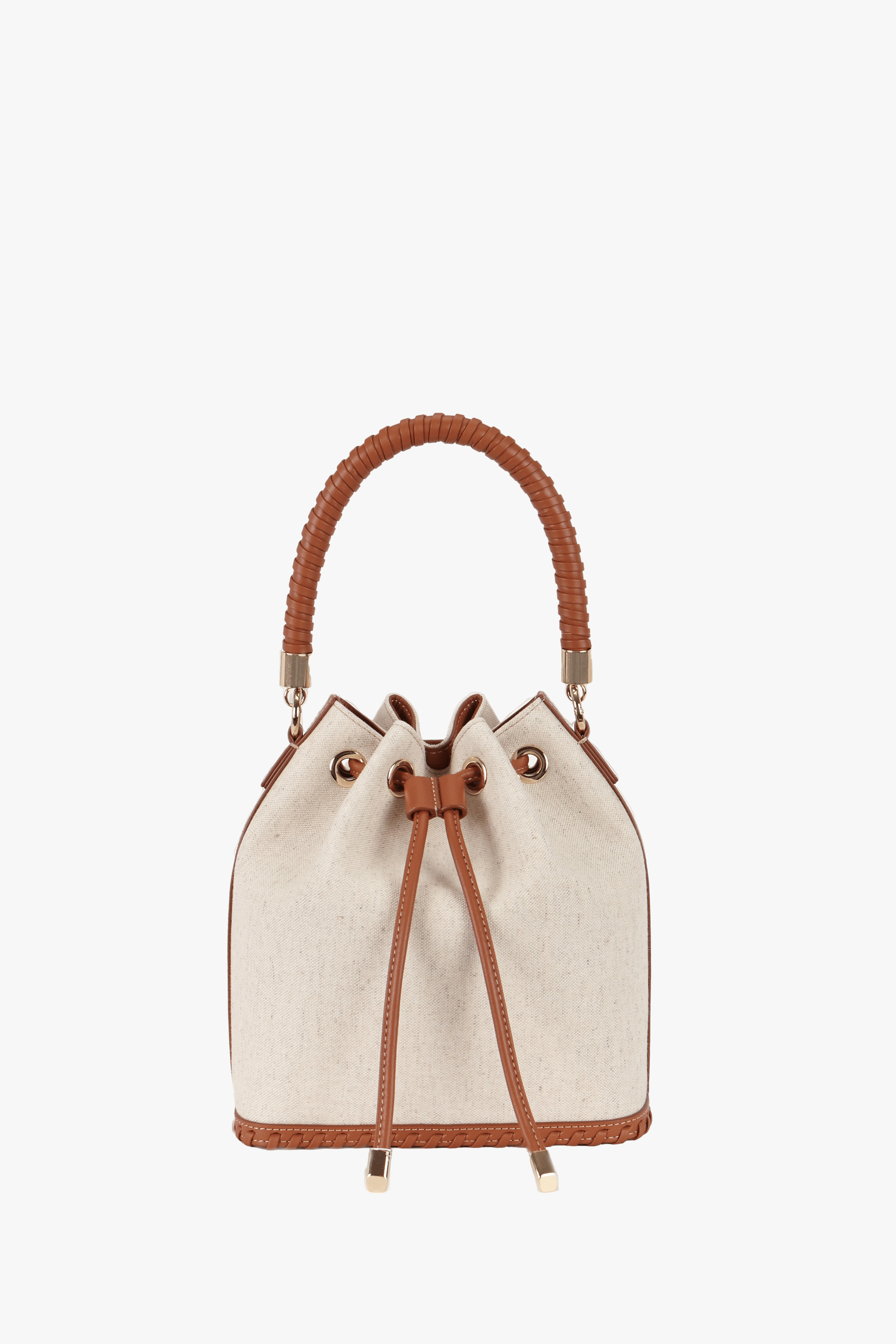 SAONARA BUCKET LINEN / CARAMEL LEATHER made by Saonara