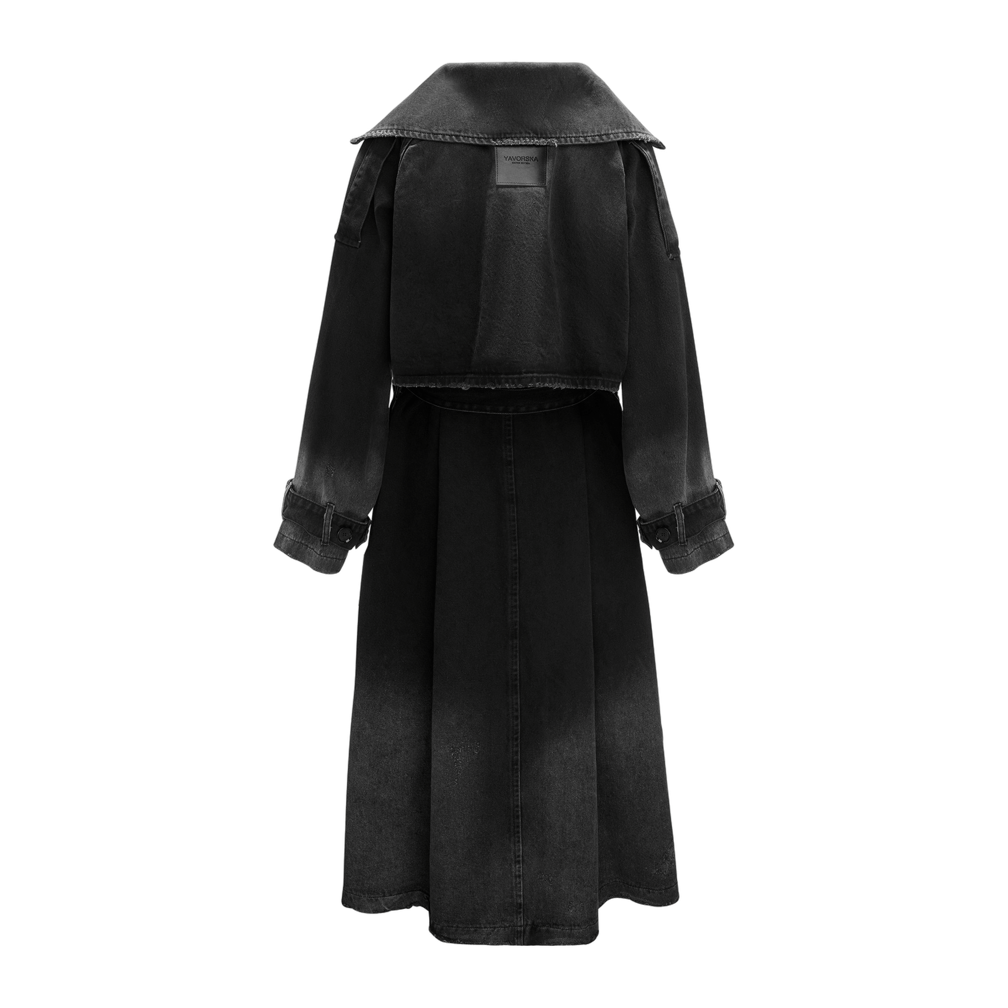 Longline Denim Trench Coat made by YAVORSKA