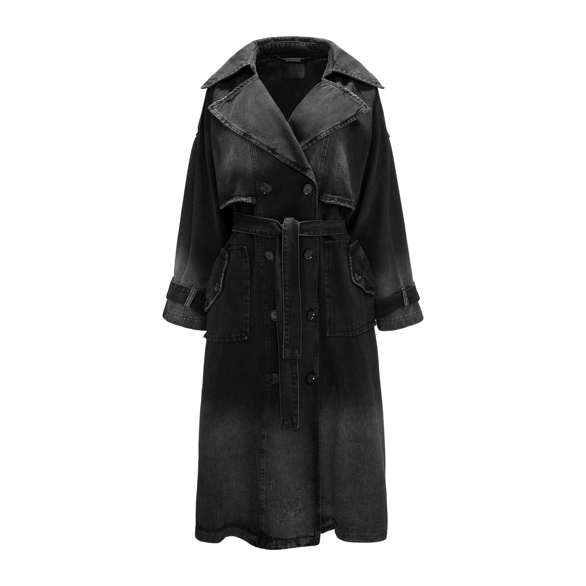 Longline Denim Trench Coat made by YAVORSKA