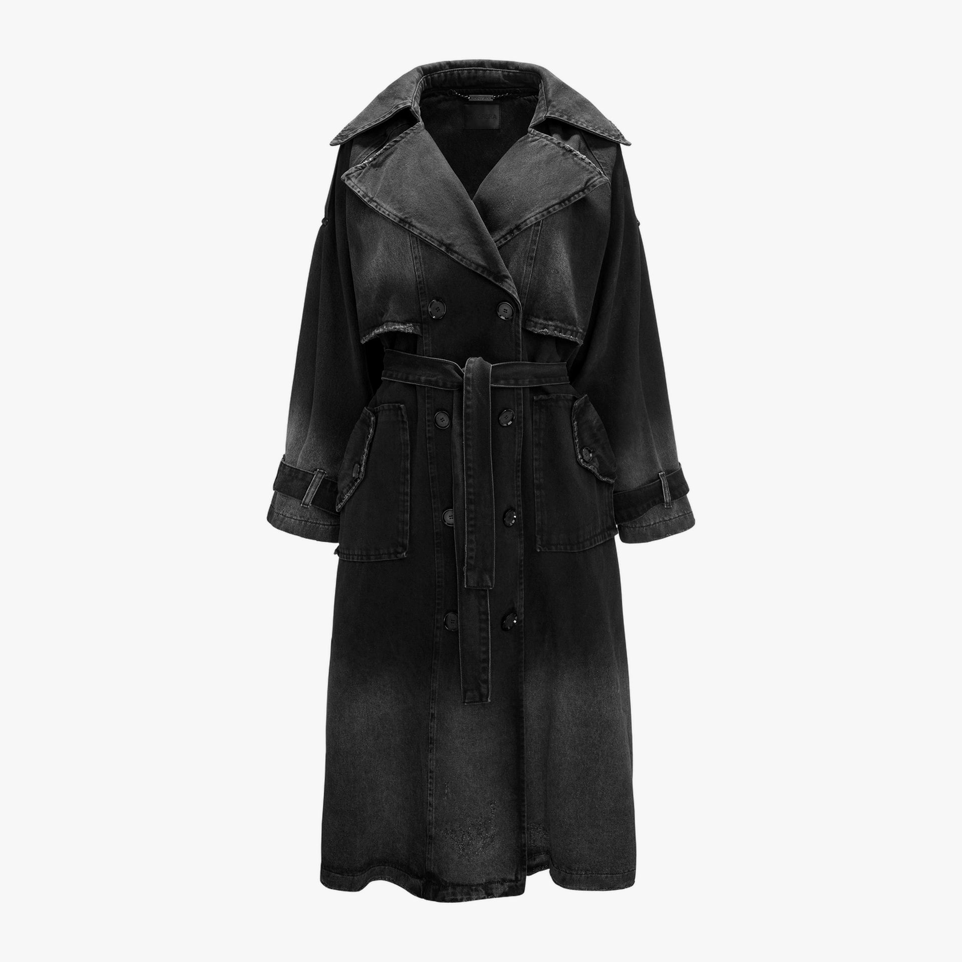 Longline Denim Trench Coat made by YAVORSKA