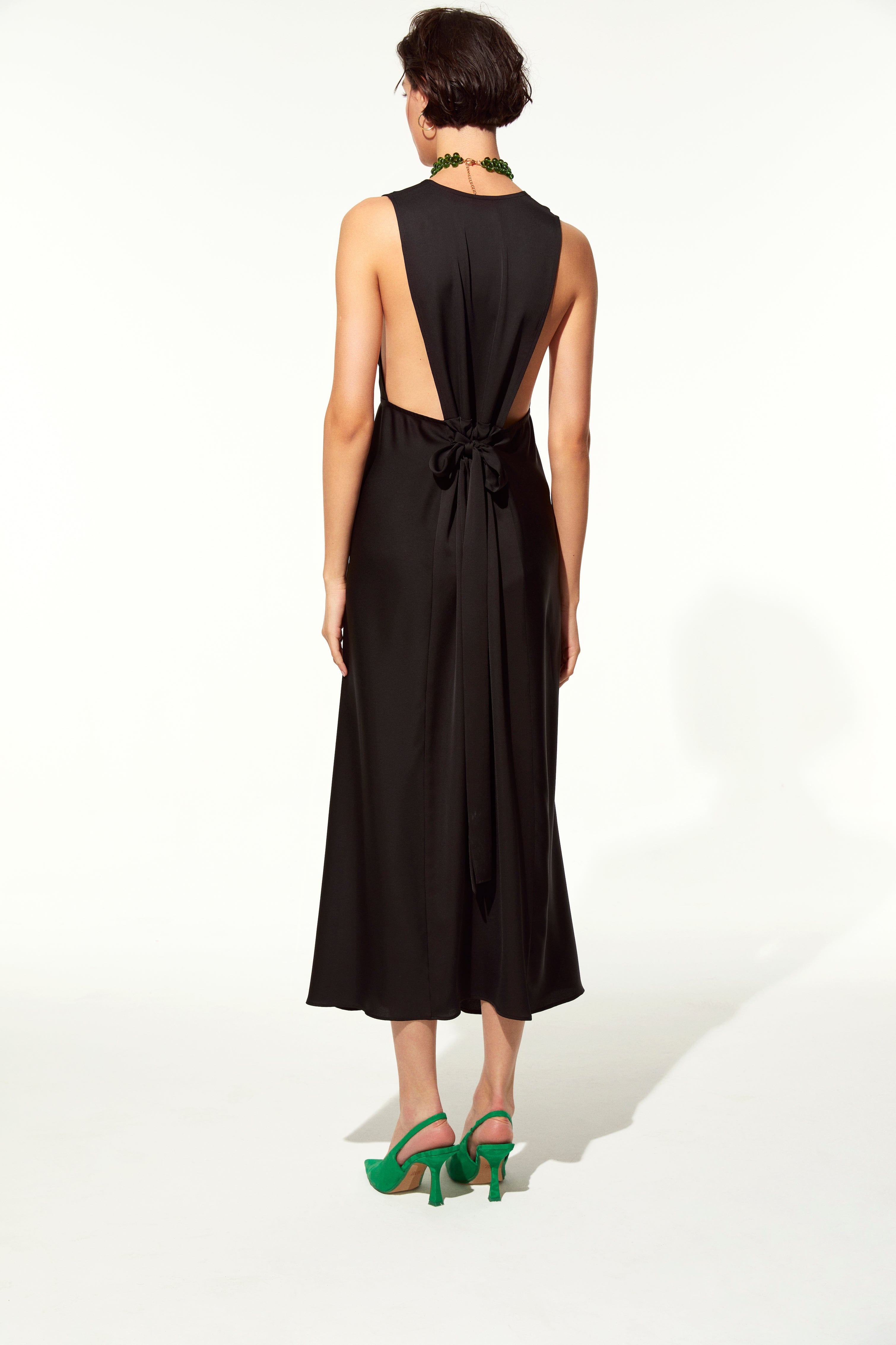 Jain Tie Back Dress in Black made by Nazli Ceren