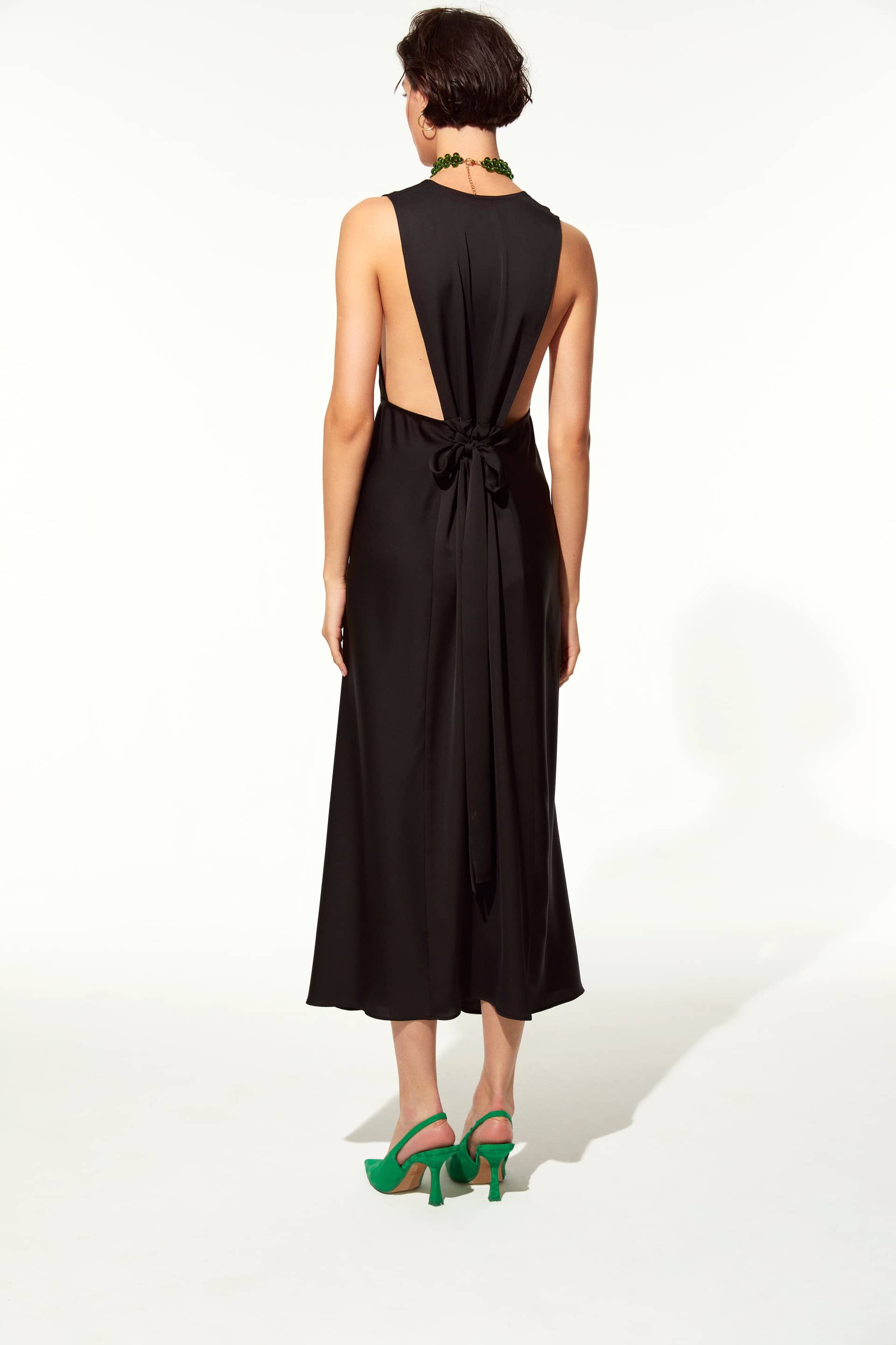 Jain Tie Back Dress in Black made by Nazli Ceren