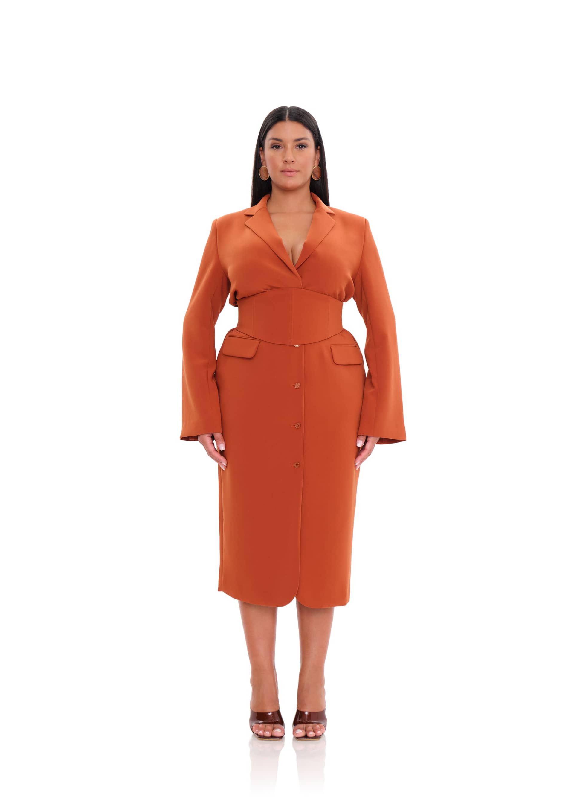 ZIA CORSET BLAZER DRESS - PUMPKIN made by Andrea Iyamah