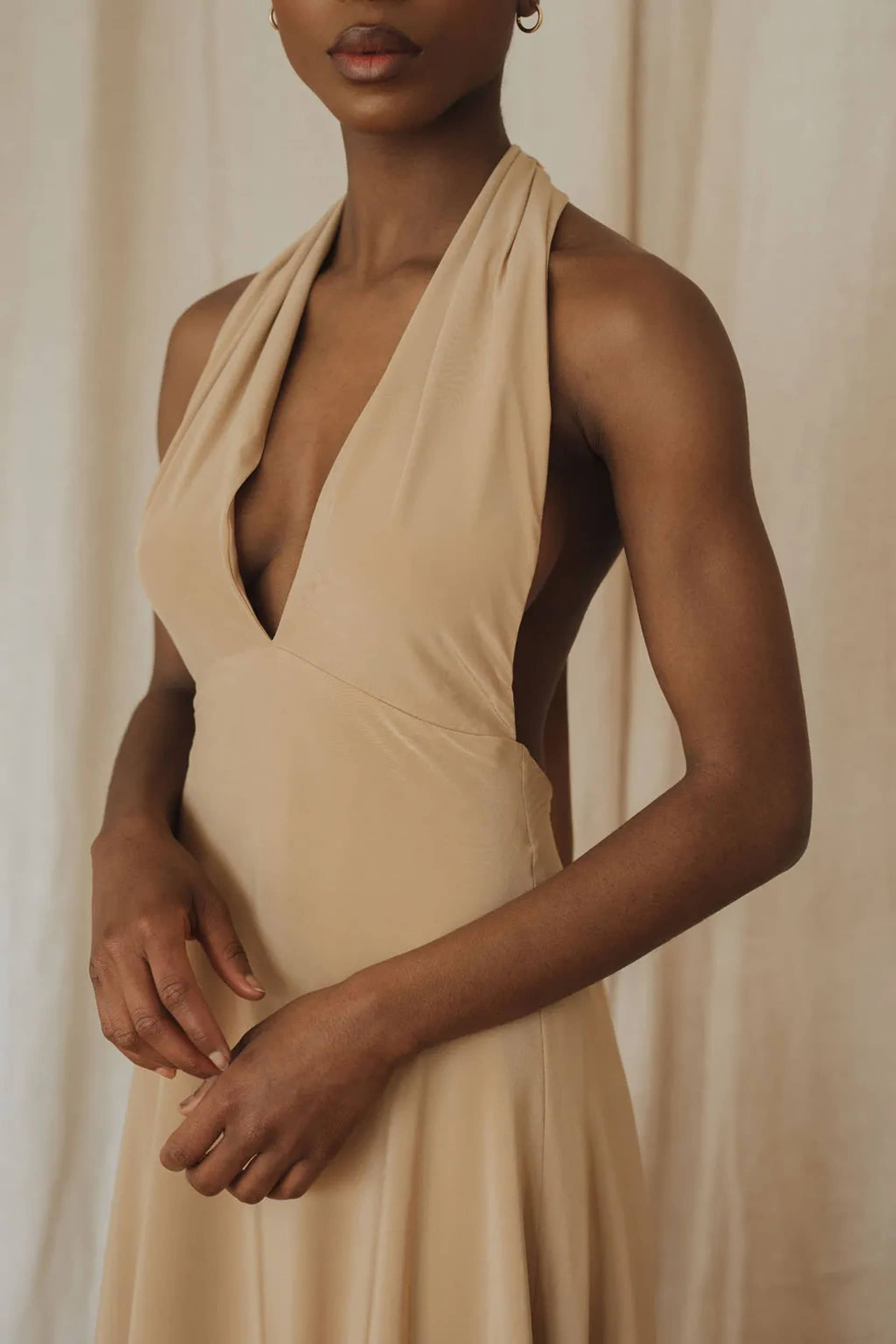 Silk dress - Tan Beige made by MORACÉE
